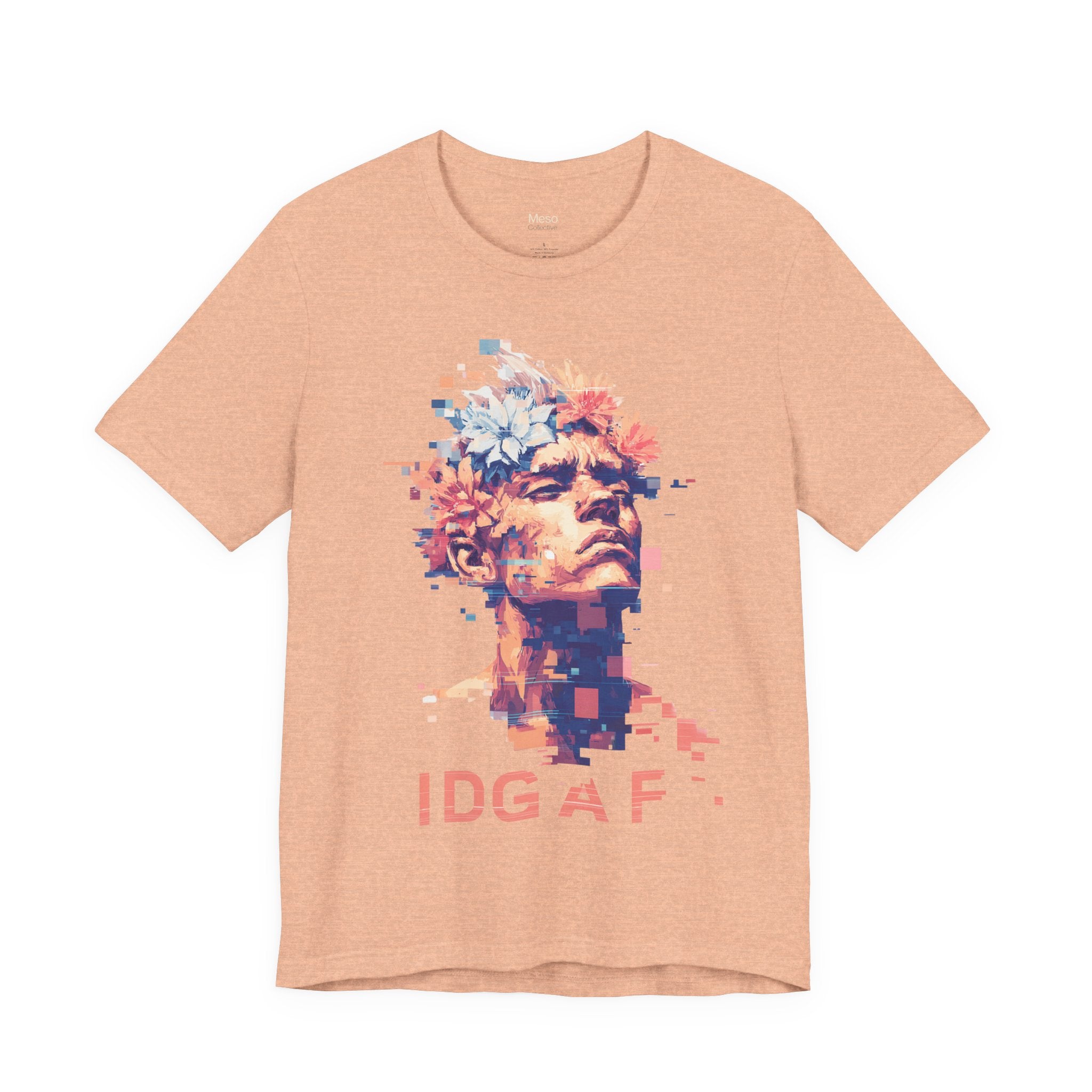 IDGAF Statue Bust Graphic Tee | Glitched Classical Sculpture T-Shirt