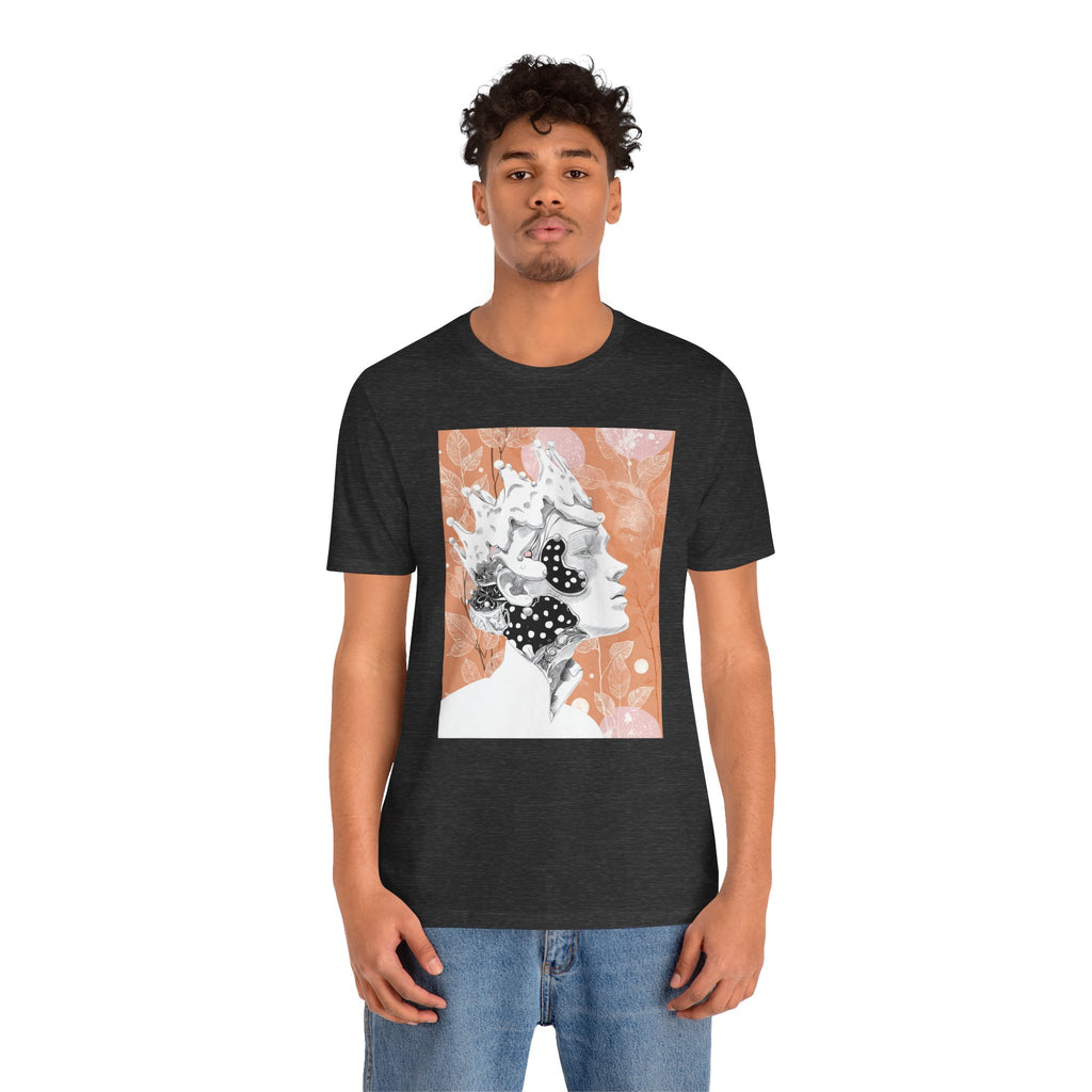 Artistic Coral Portrait Tee — Abstract Floral Woman Graphic T-Shirt