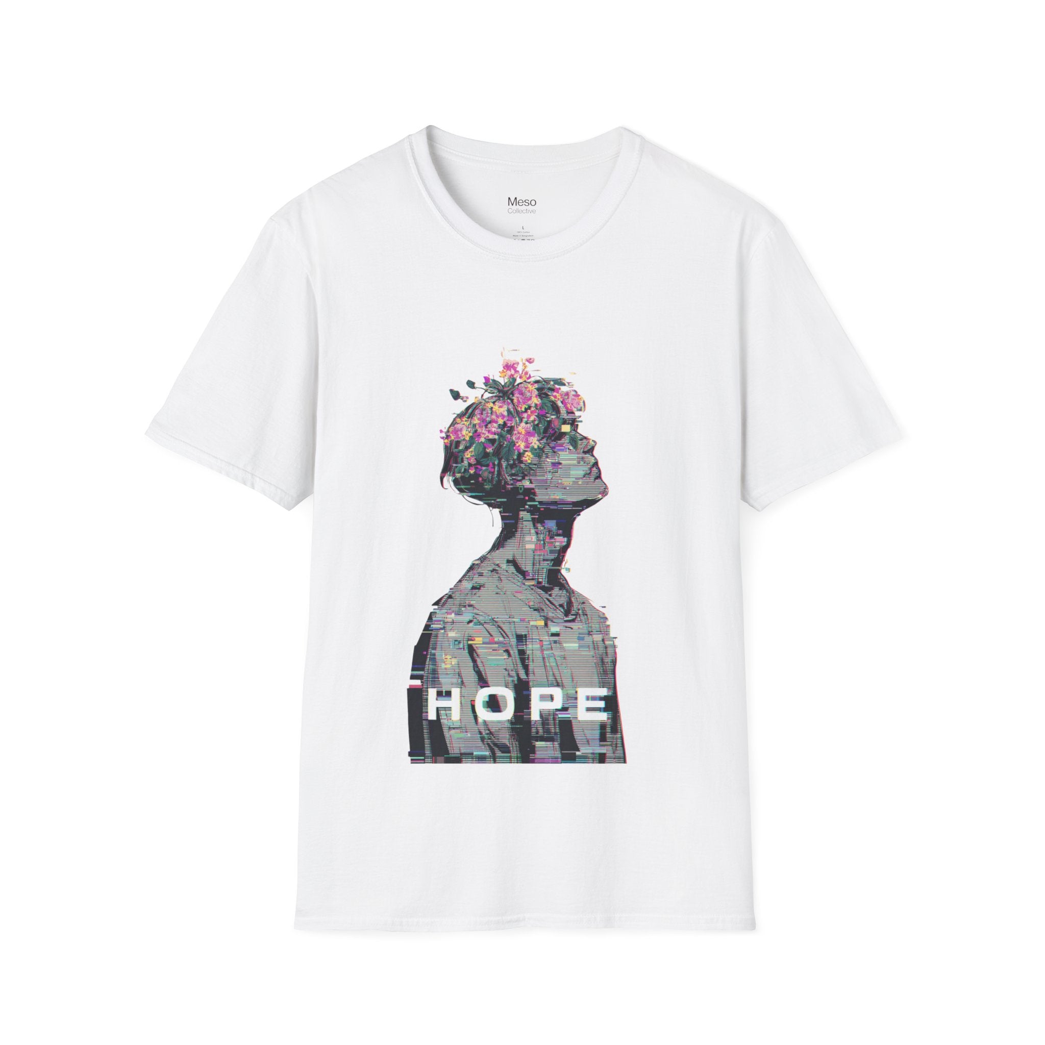 Hope floral bust graphic T-Shirt | silhouette art, glitch collage