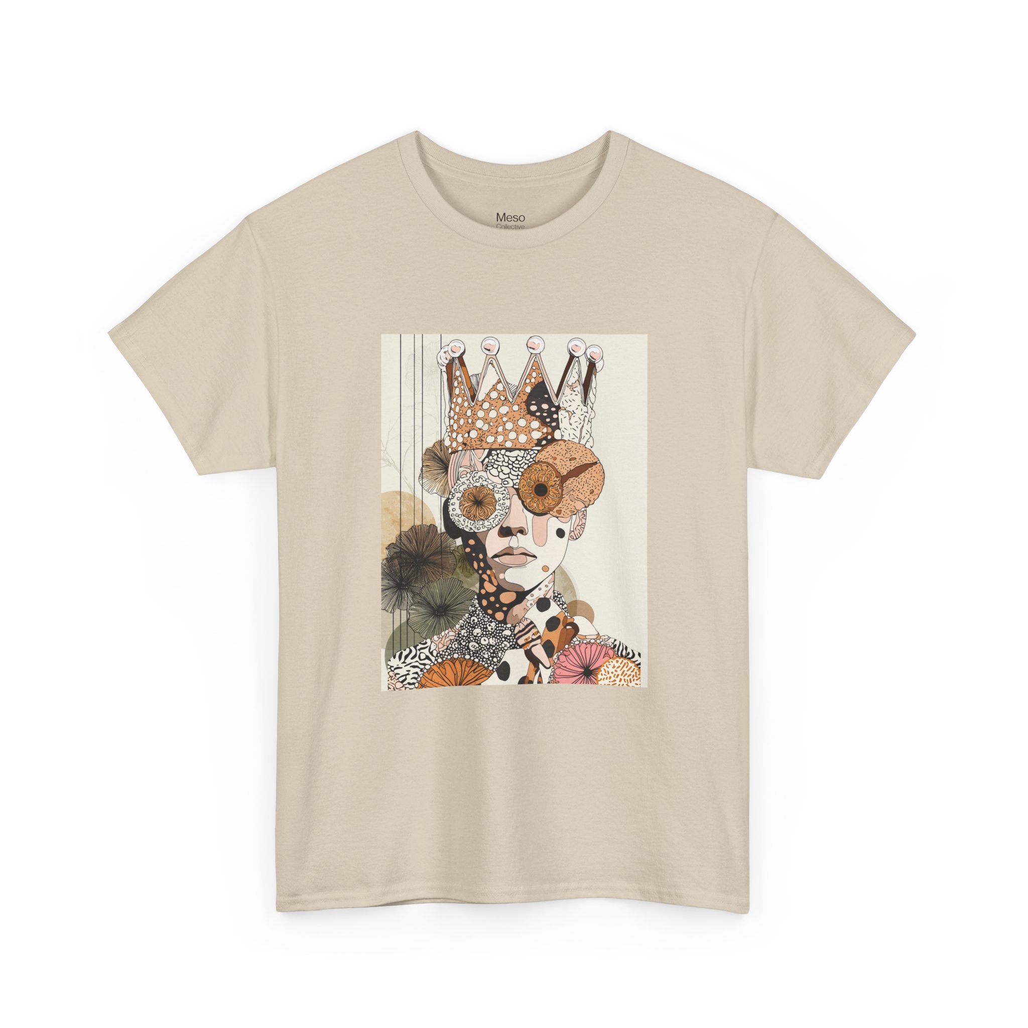 Surreal Crowned Face Art Tee — Abstract Collage Graphic T-Shirt