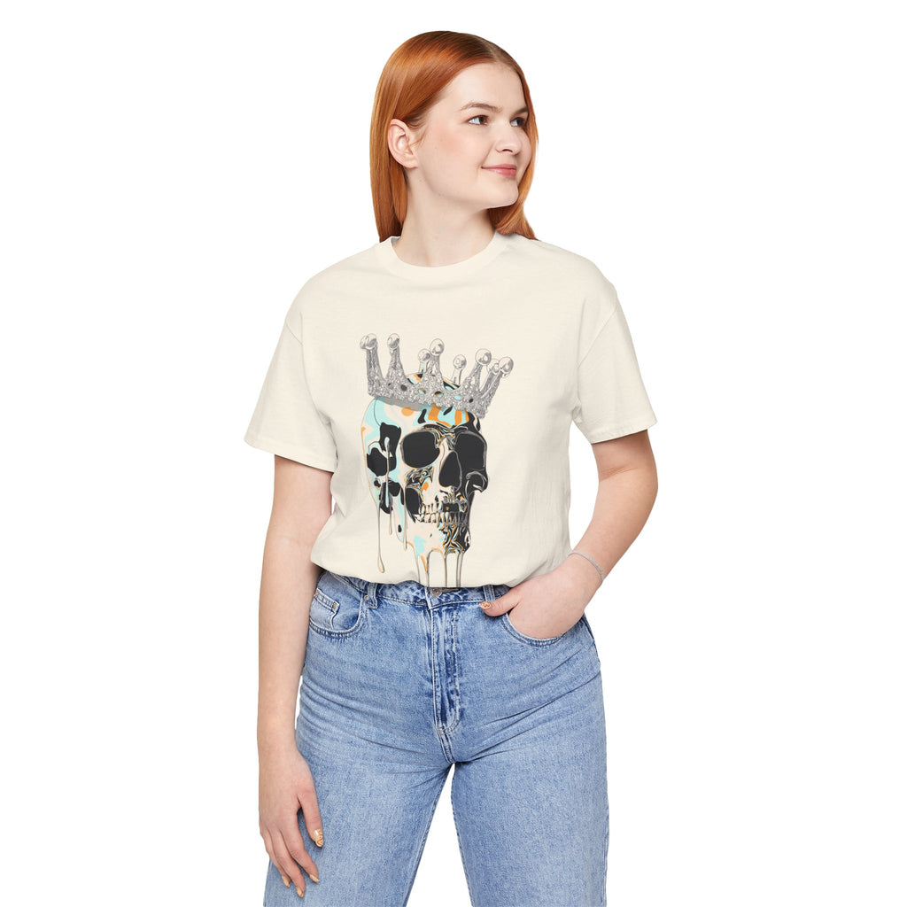 Skull Crown Graphic Tee — Dripping Art Skull T-Shirt