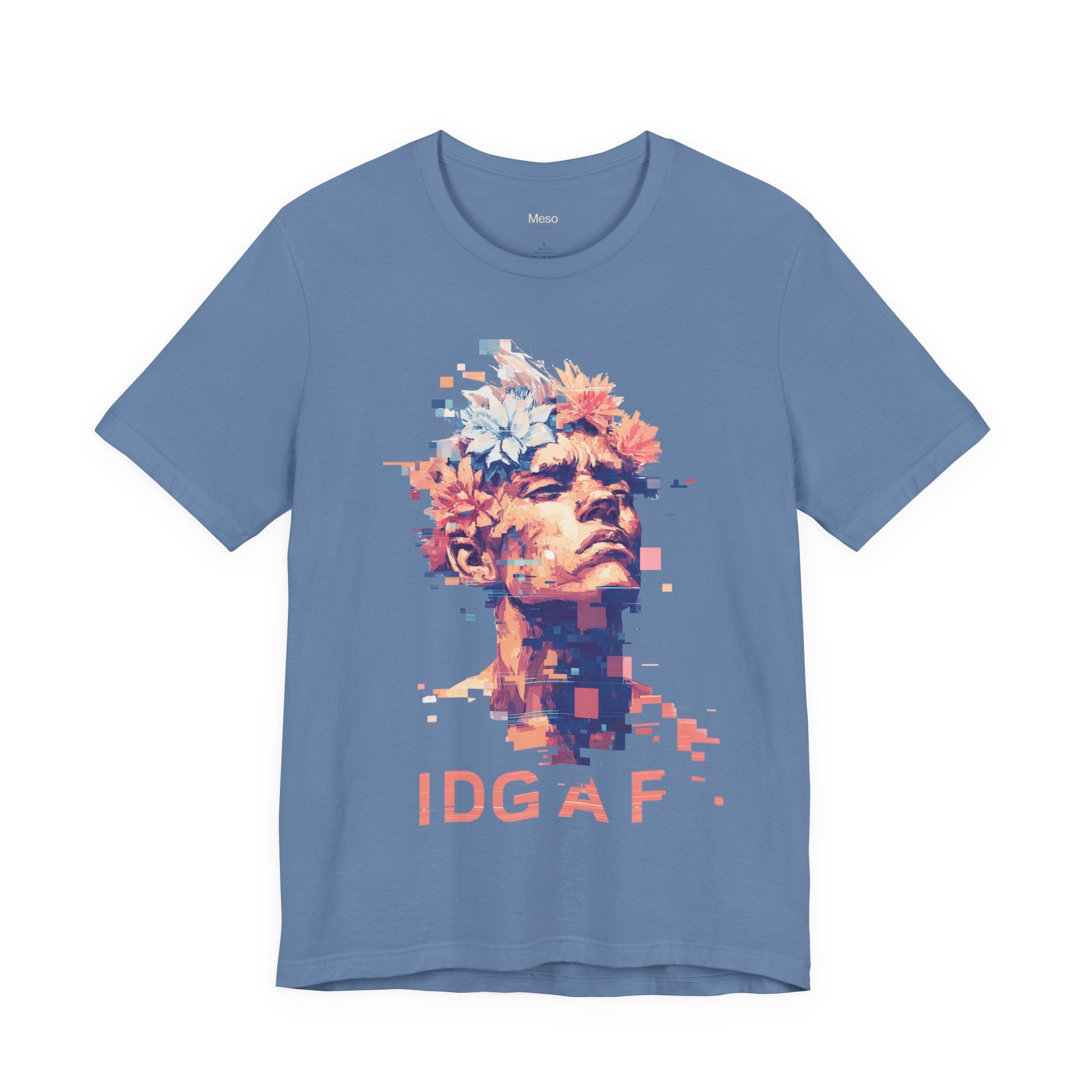 IDGAF Statue Bust Graphic Tee | Glitched Classical Sculpture T-Shirt