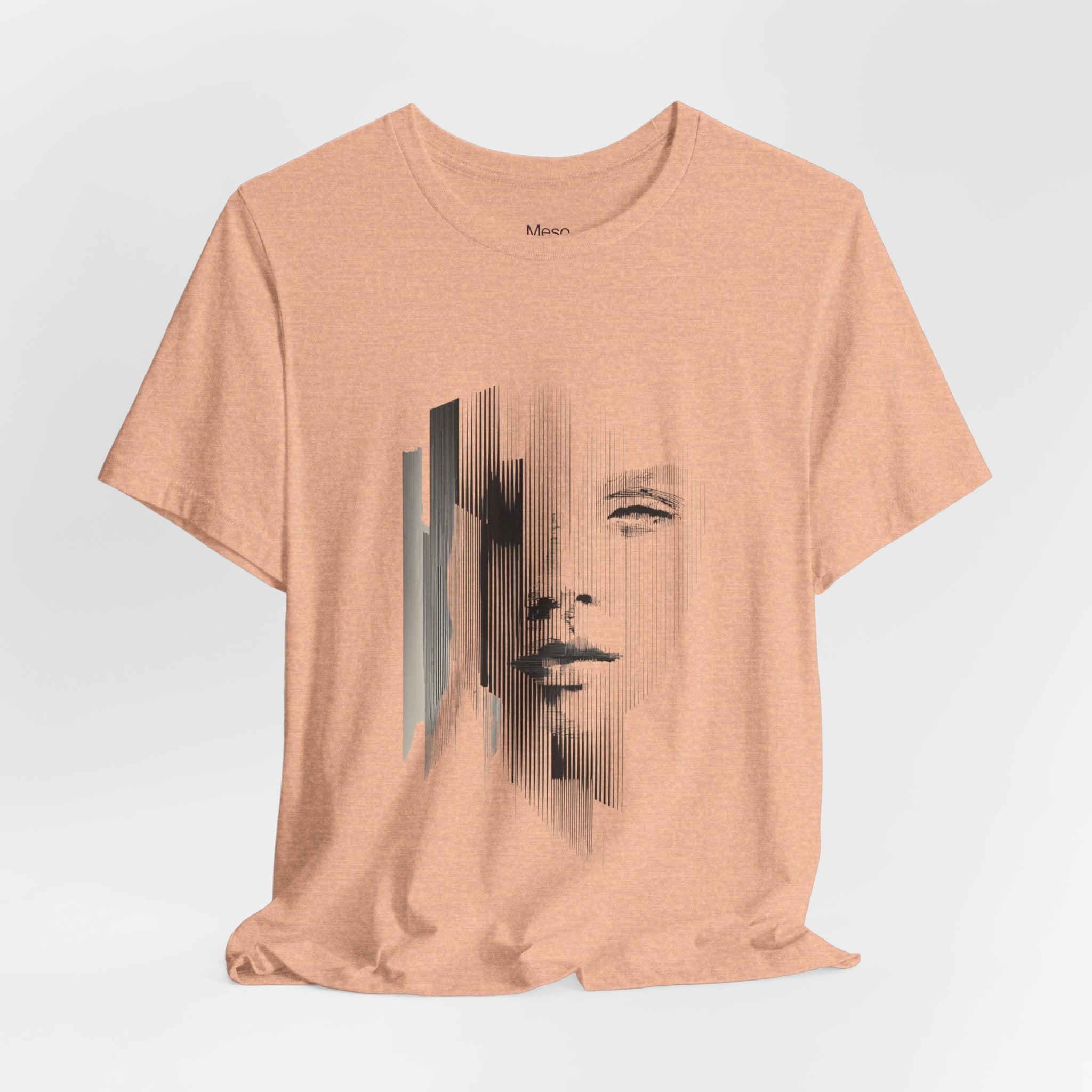 Glitch Face Portrait Tee | Abstract Drip Art, Minimal Monochrome