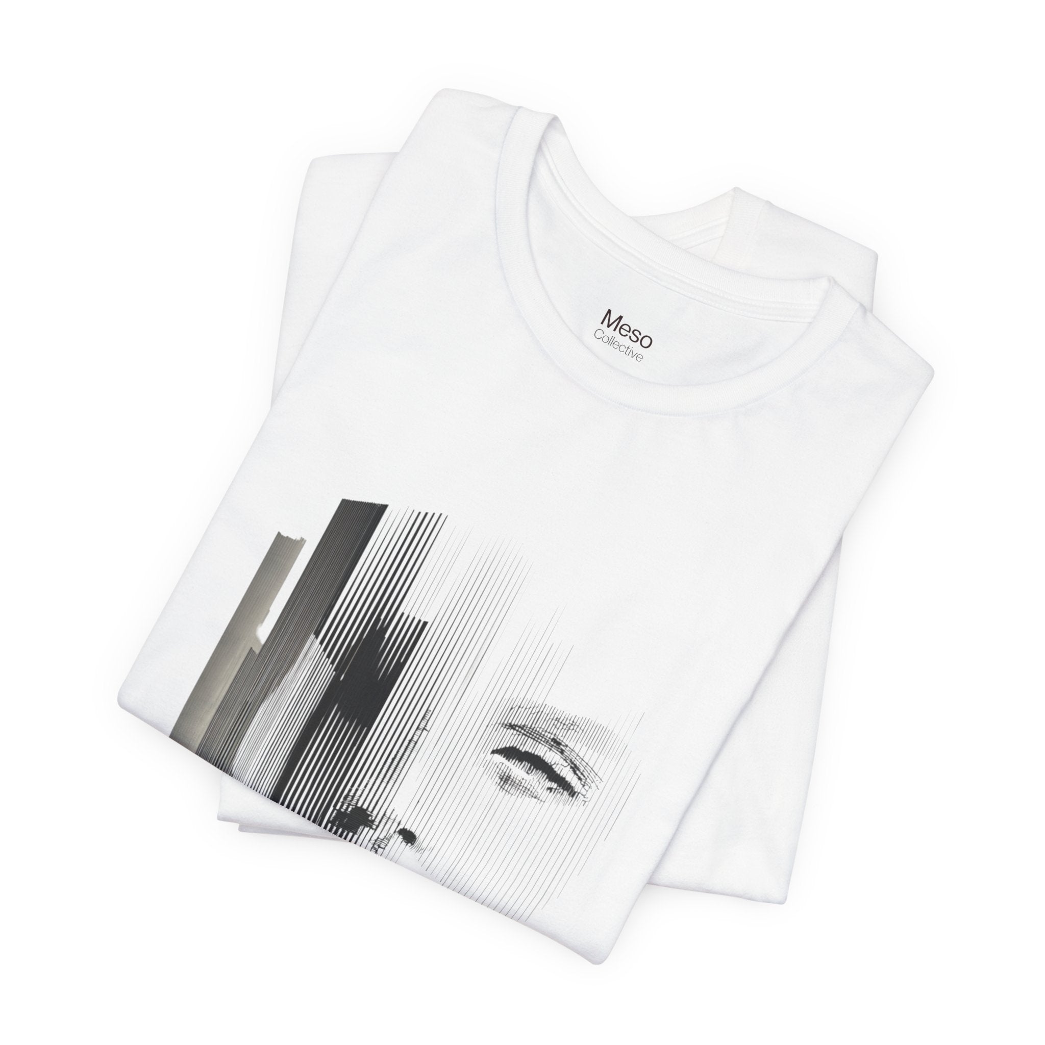 Glitch Face Portrait Tee | Abstract Drip Art, Minimal Monochrome
