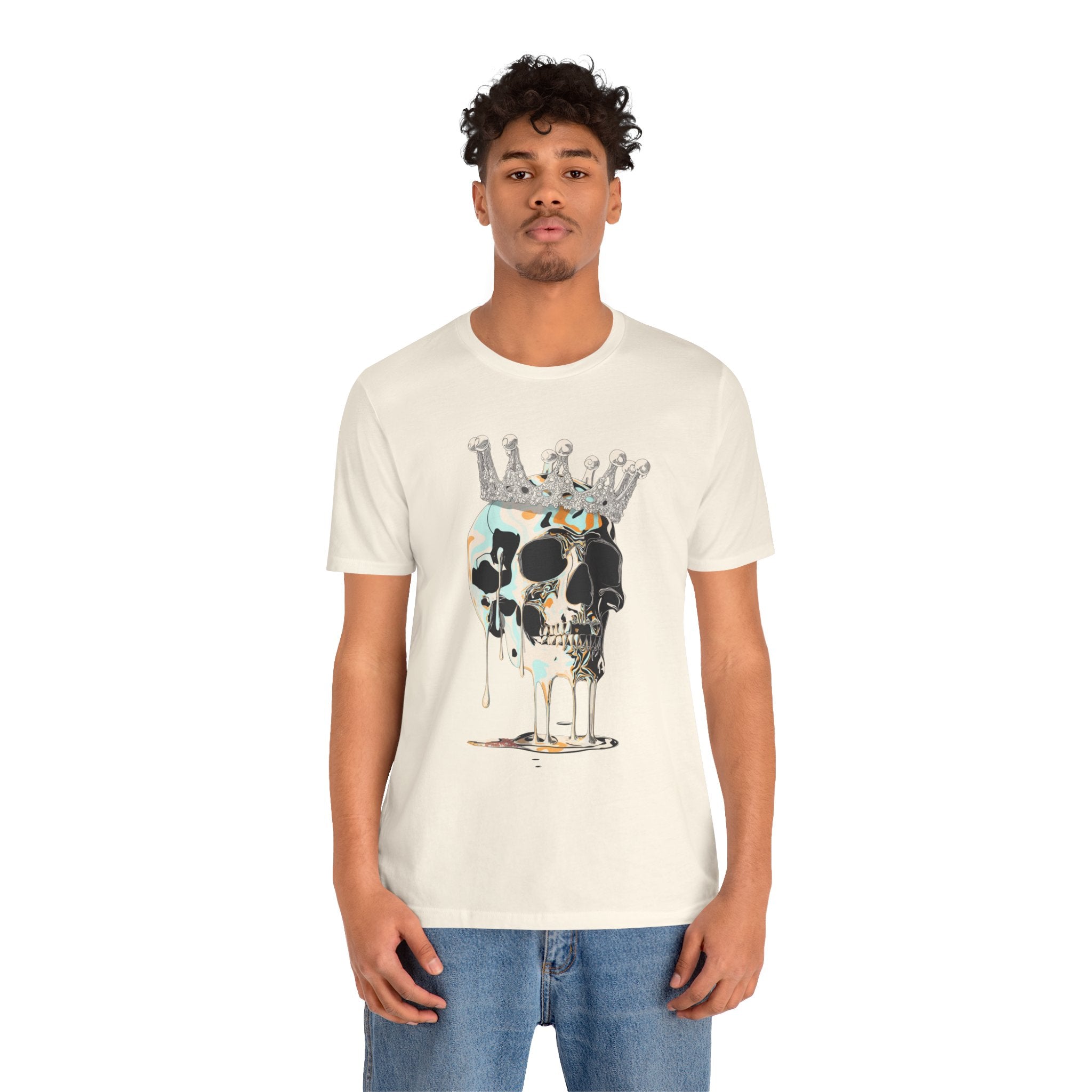 Skull Crown Graphic Tee — Dripping Art Skull T-Shirt