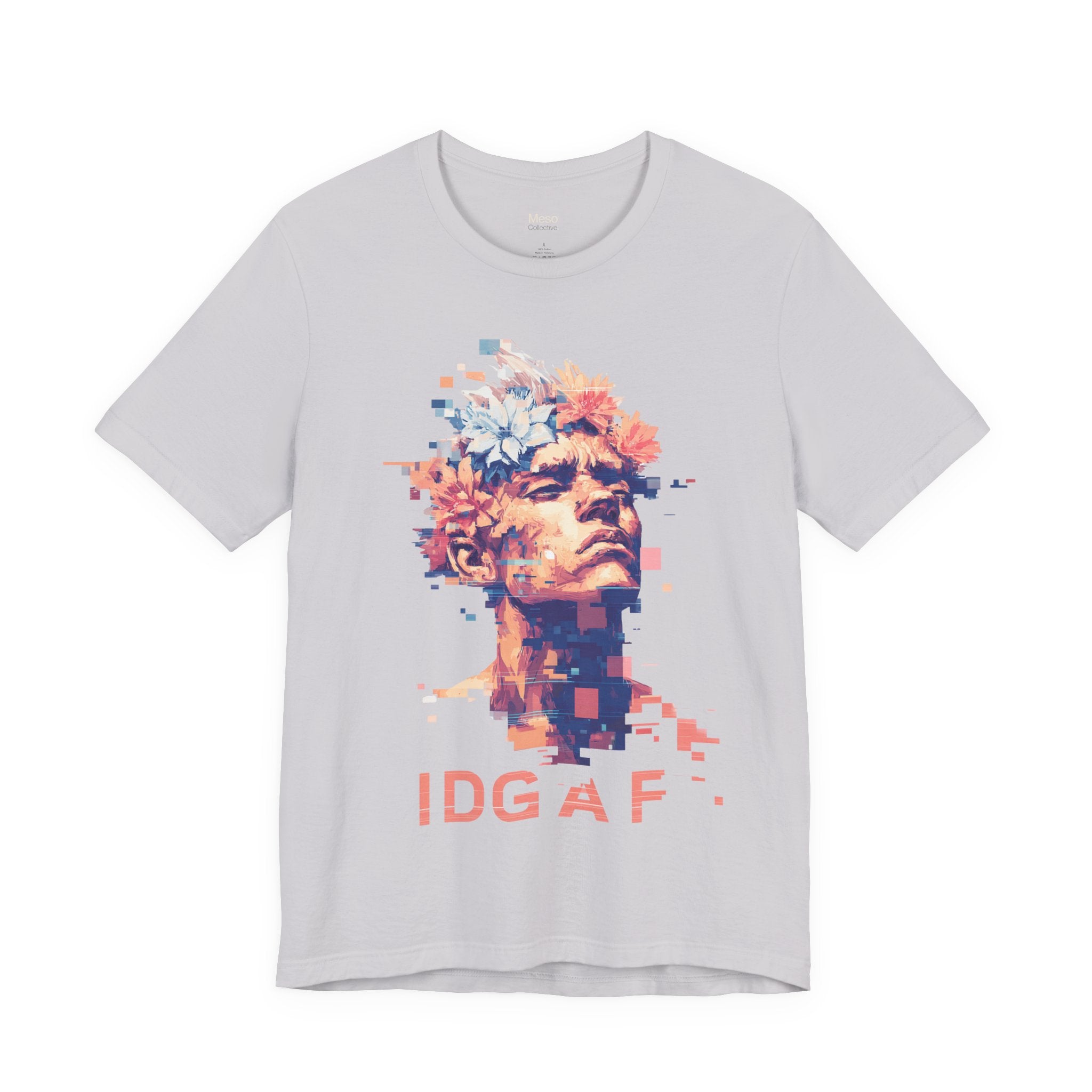 IDGAF Statue Bust Graphic Tee | Glitched Classical Sculpture T-Shirt