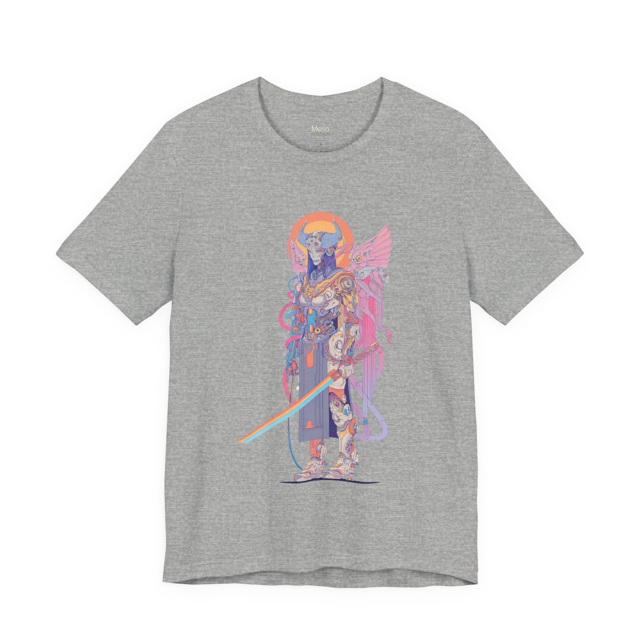 Celestial Warrior with Sword T-Shirt | Angelic Armor Illustration