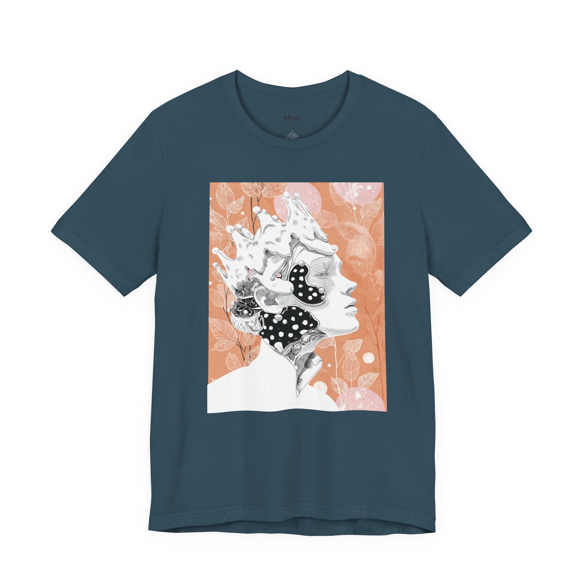 Artistic Coral Portrait Tee — Abstract Floral Woman Graphic T-Shirt