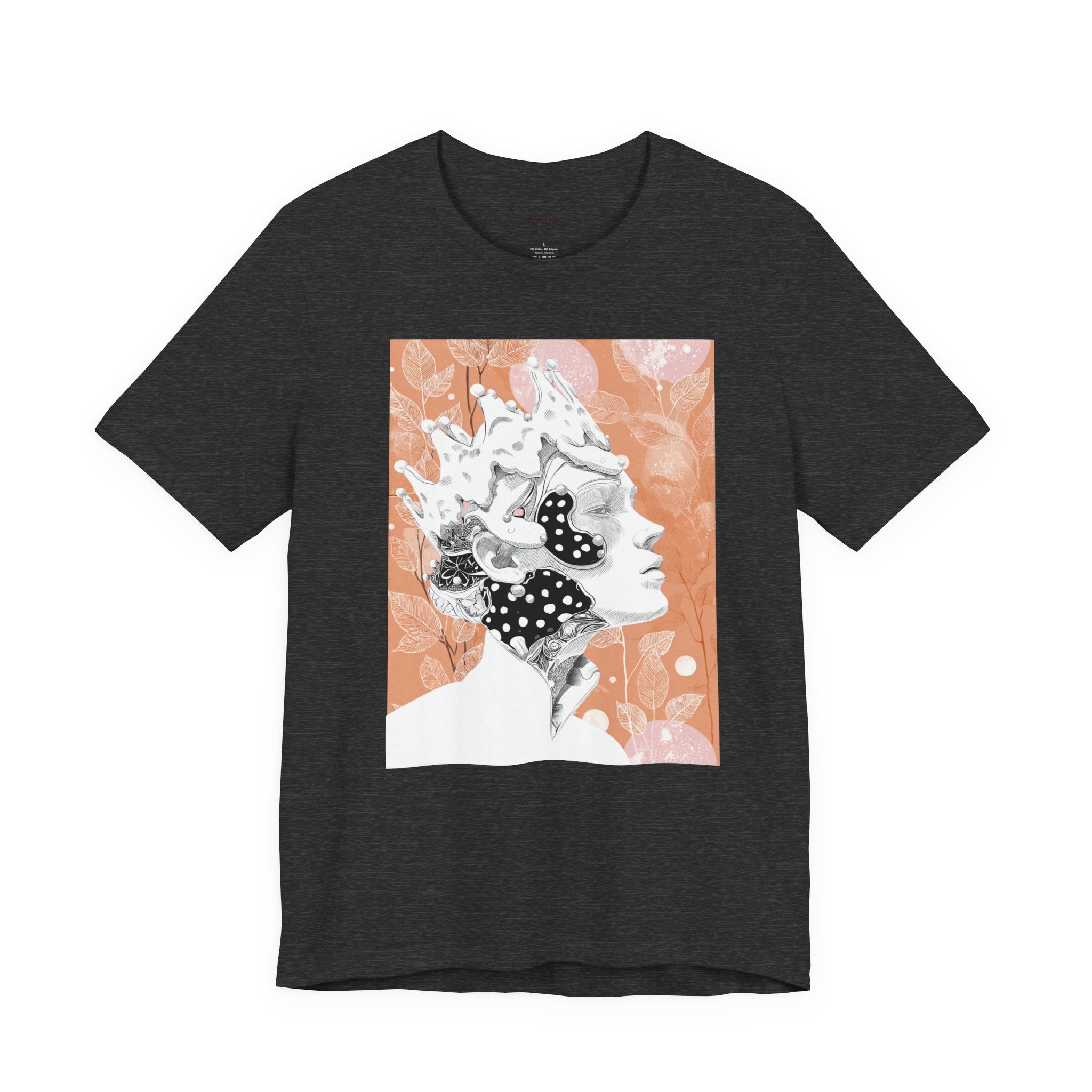 Artistic Coral Portrait Tee — Abstract Floral Woman Graphic T-Shirt