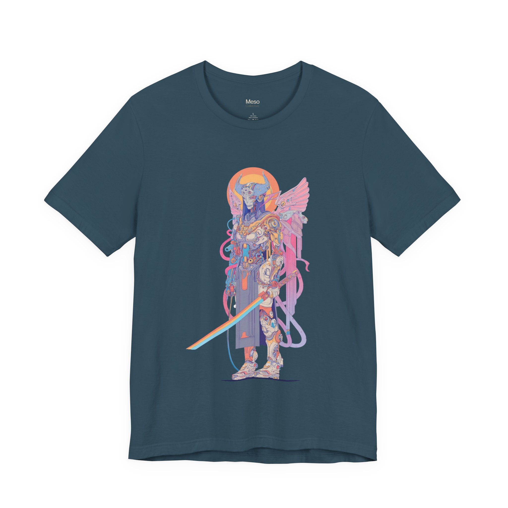 Celestial Warrior with Sword T-Shirt | Angelic Armor Illustration