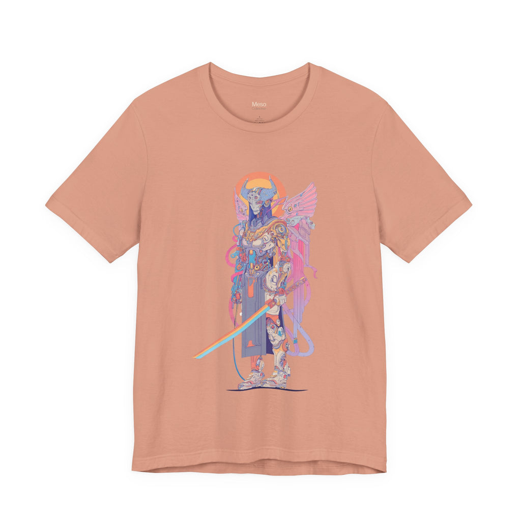 Celestial Warrior with Sword T-Shirt | Angelic Armor Illustration