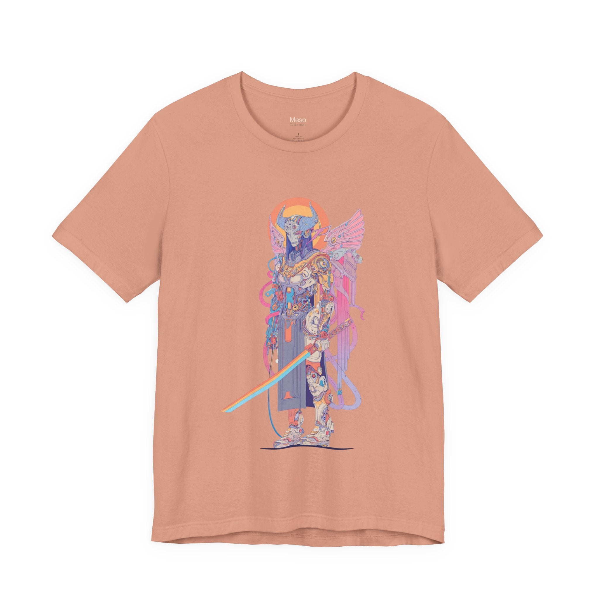Celestial Warrior with Sword T-Shirt | Angelic Armor Illustration
