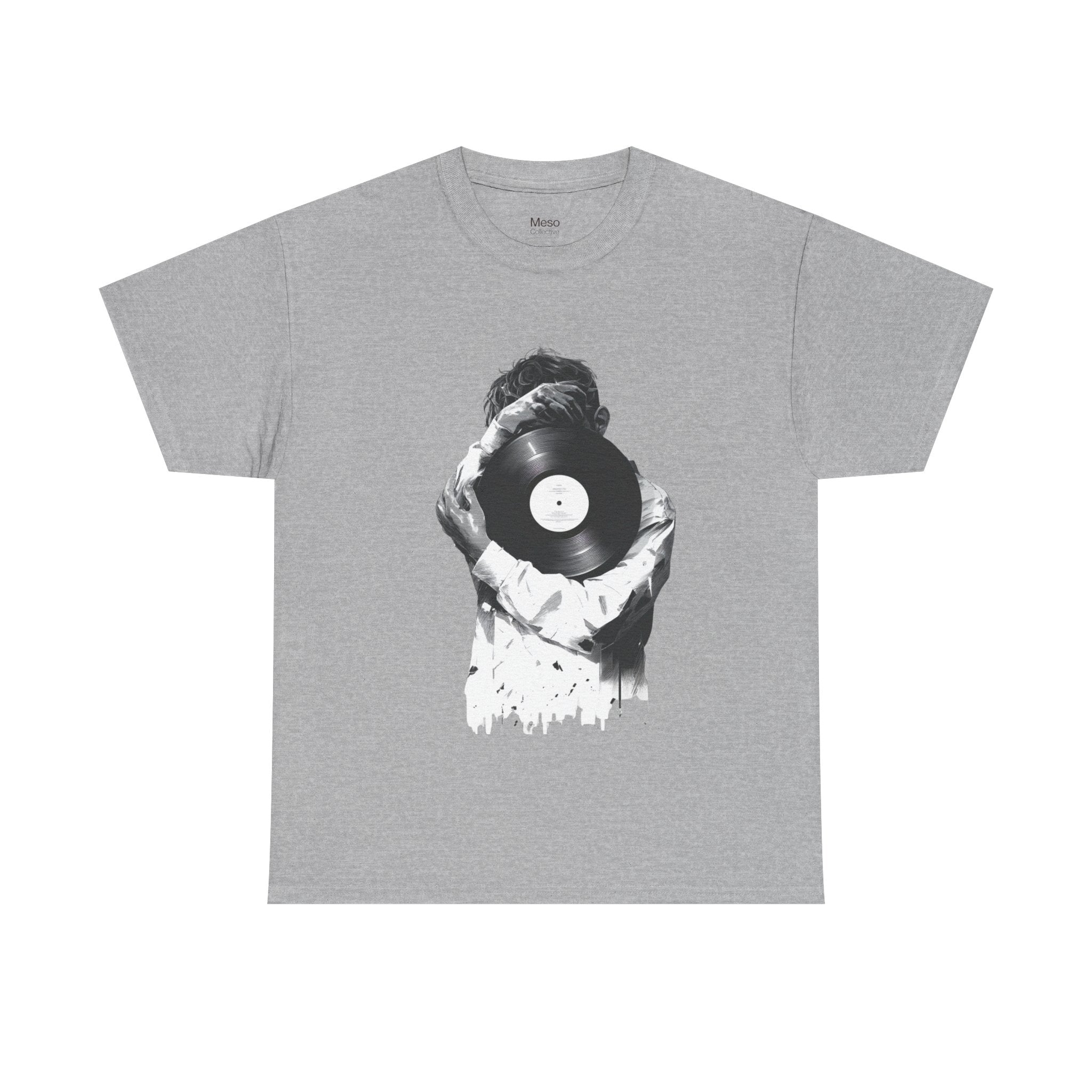 Vinyl Record Face Tee | Music DJ Graphic Shirt, Black White Retro Design