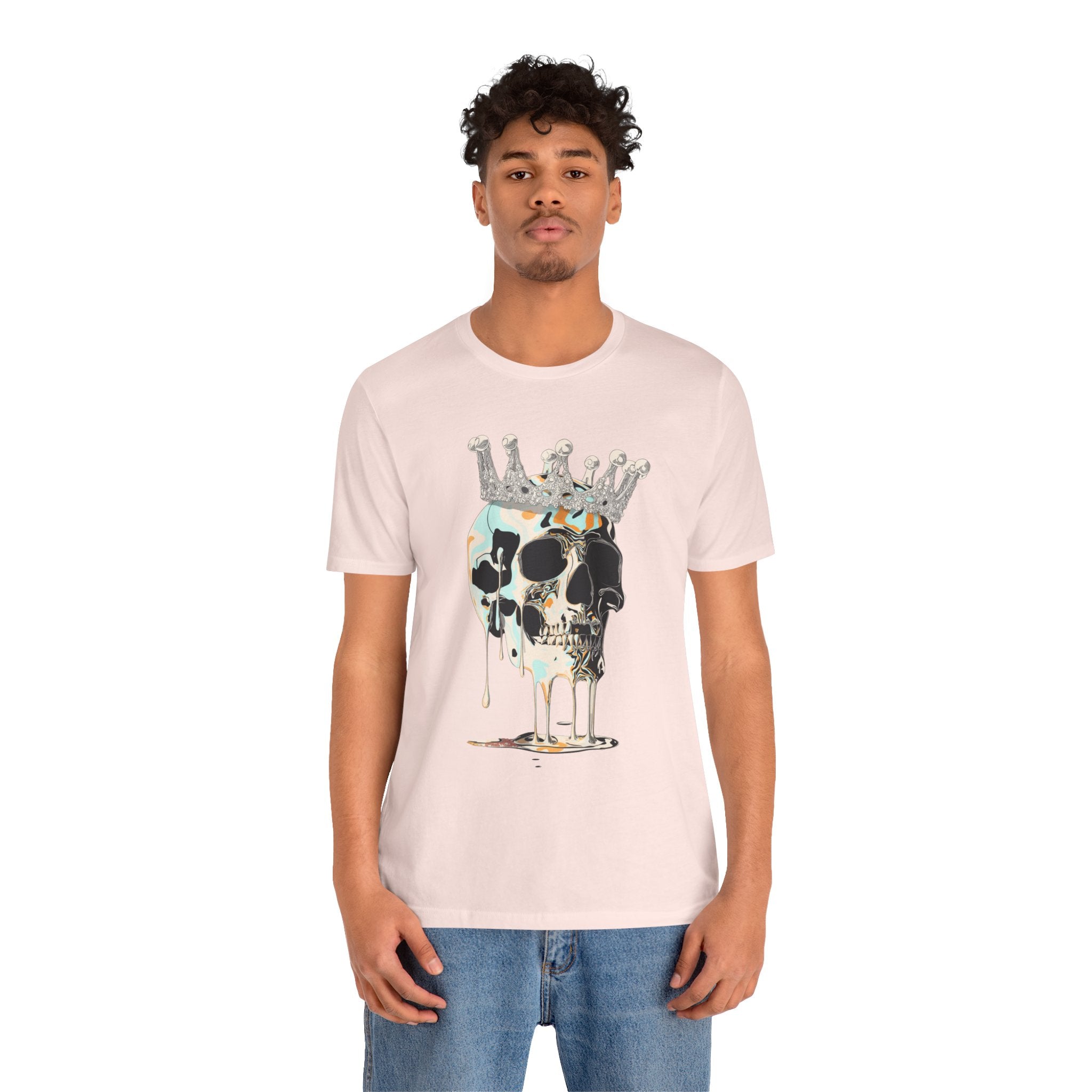 Skull Crown Graphic Tee — Dripping Art Skull T-Shirt
