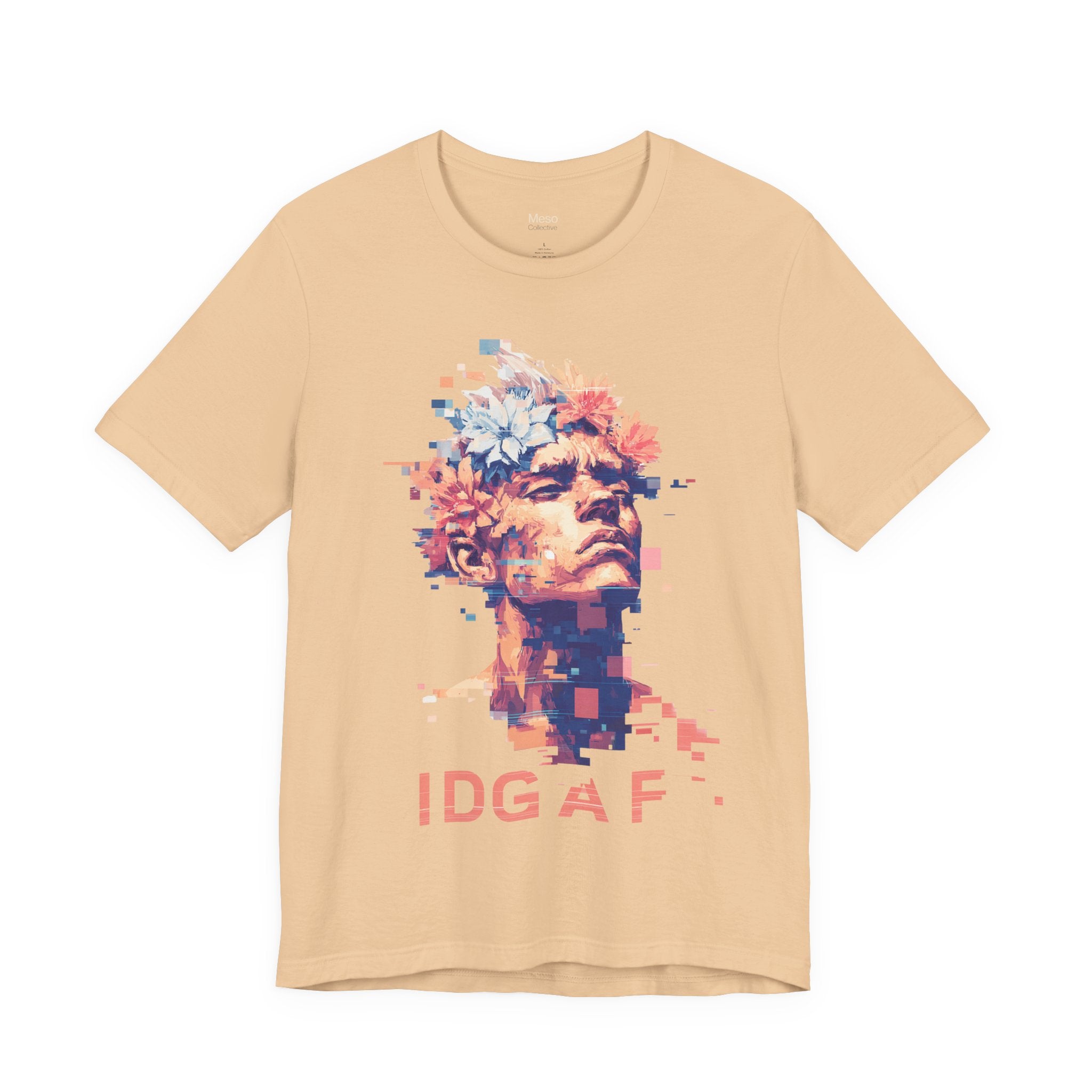 IDGAF Statue Bust Graphic Tee | Glitched Classical Sculpture T-Shirt