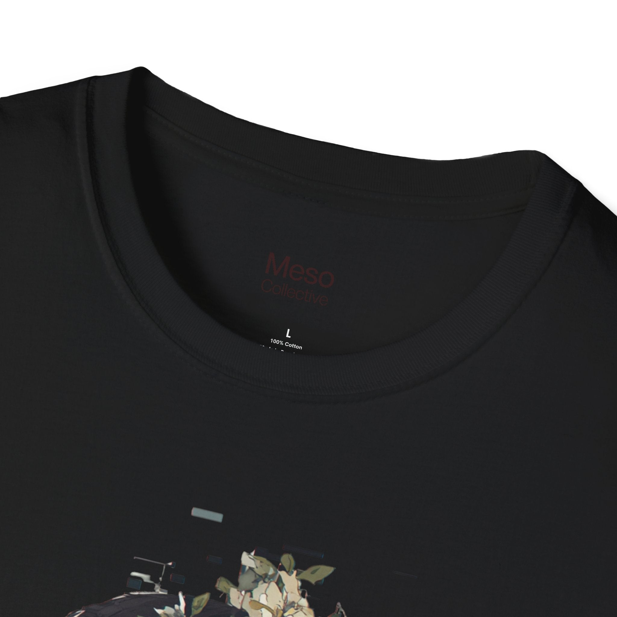 Floral Profile Portrait T-Shirt | Glitch Art STFU Text