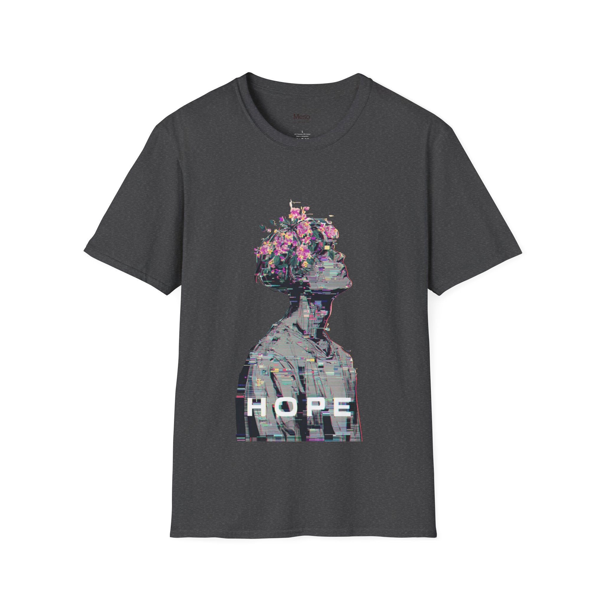 Hope floral bust graphic T-Shirt | silhouette art, glitch collage