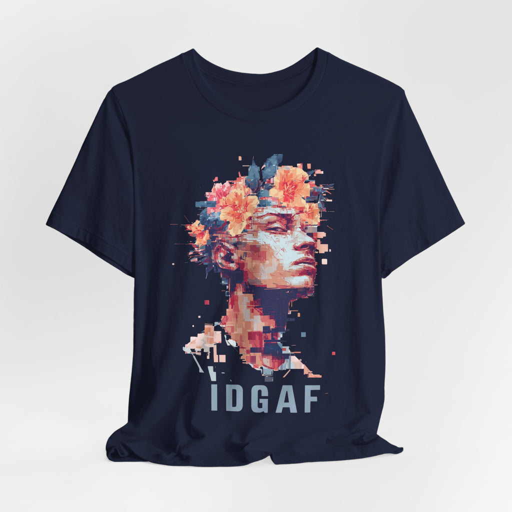 Floral Bust Portrait IDGAF T-Shirt | Artistic Statue Head Tee