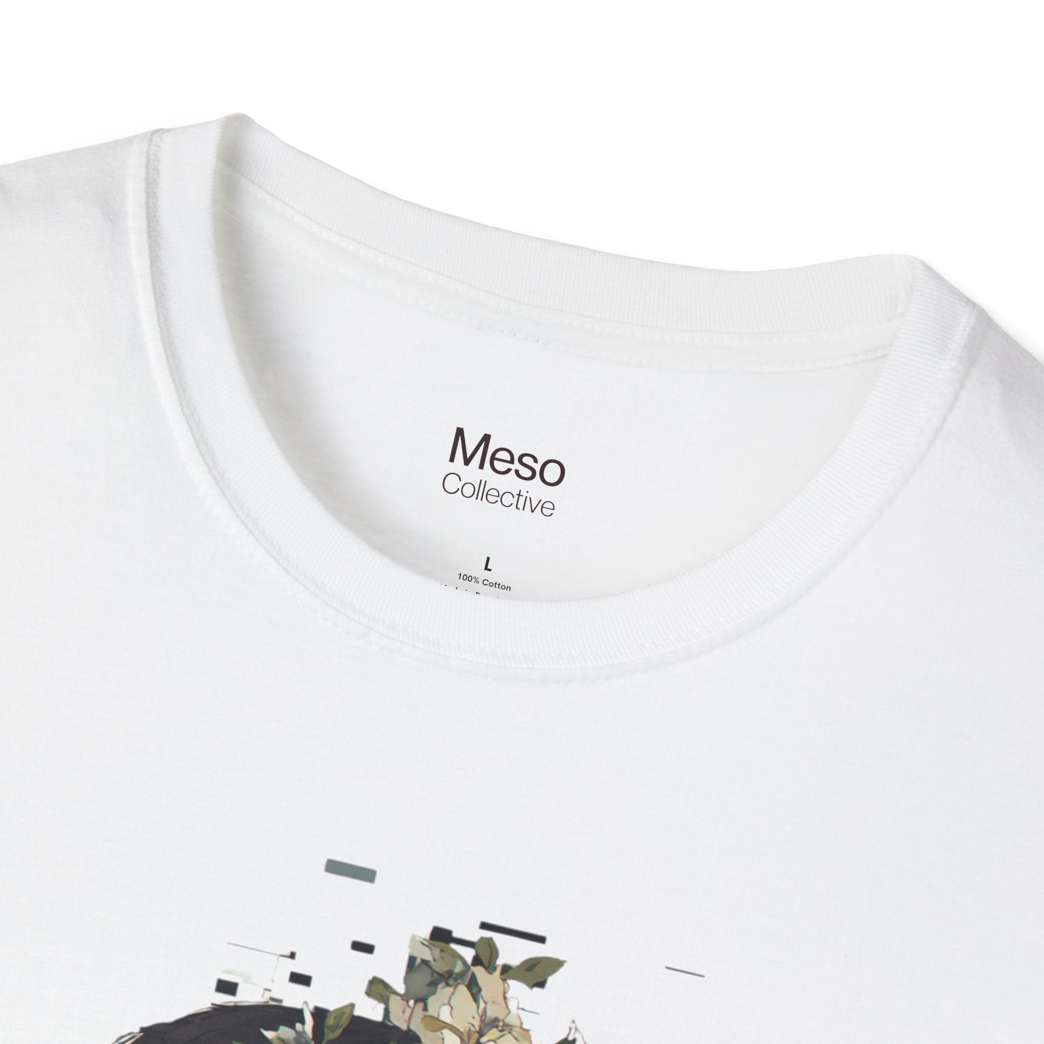 Floral Profile Portrait T-Shirt | Glitch Art STFU Text