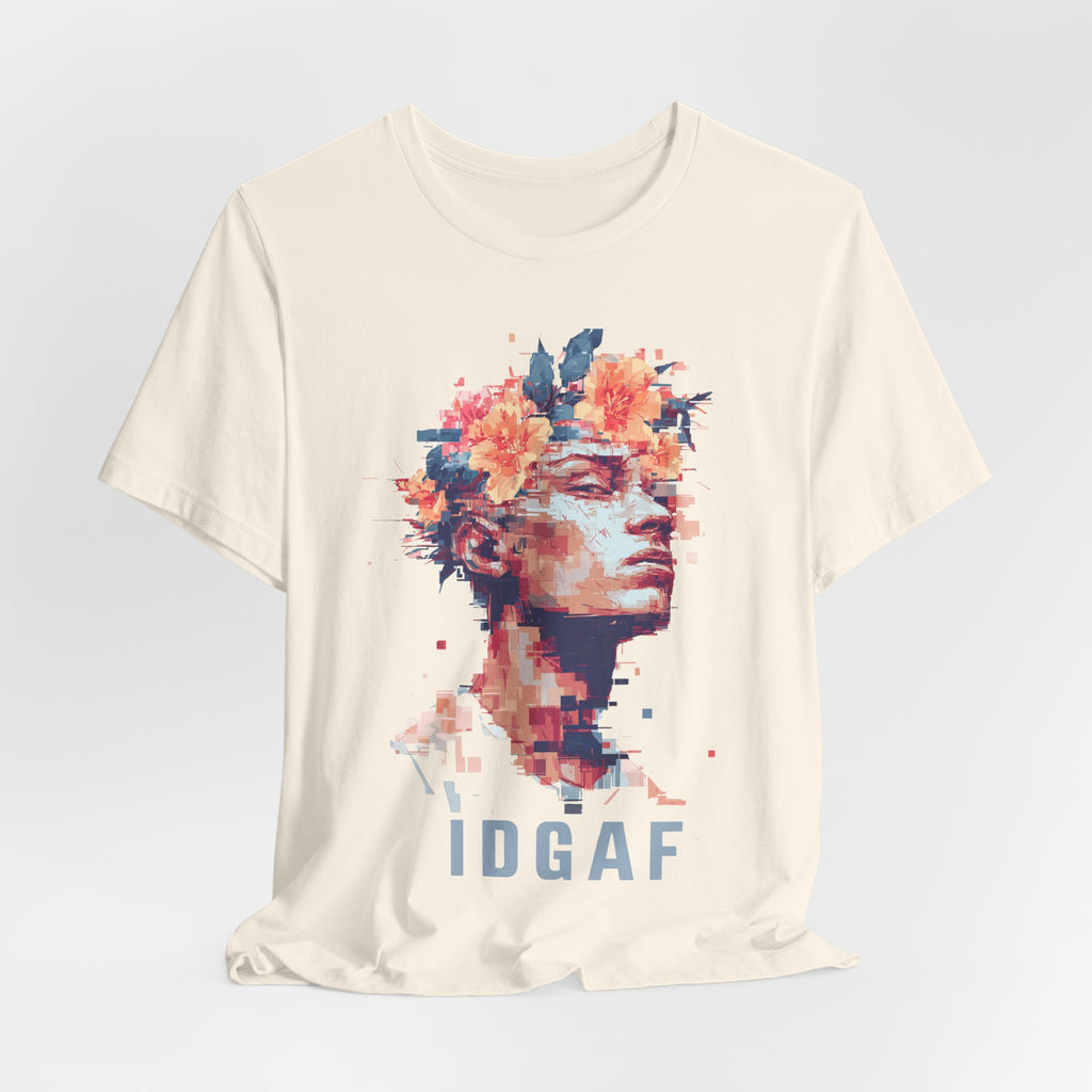 Floral Bust Portrait IDGAF T-Shirt | Artistic Statue Head Tee