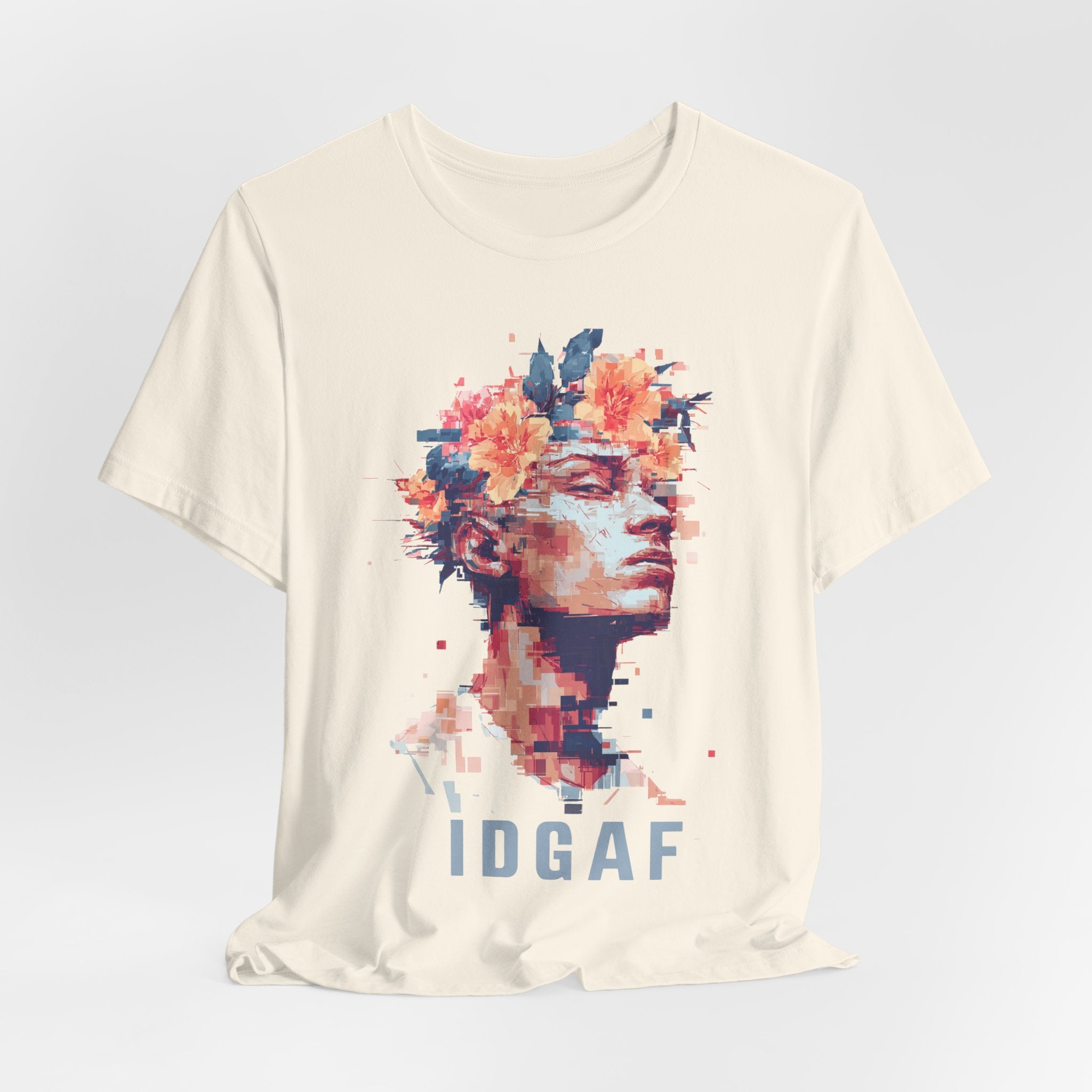 Floral Bust Portrait IDGAF T-Shirt | Artistic Statue Head Tee