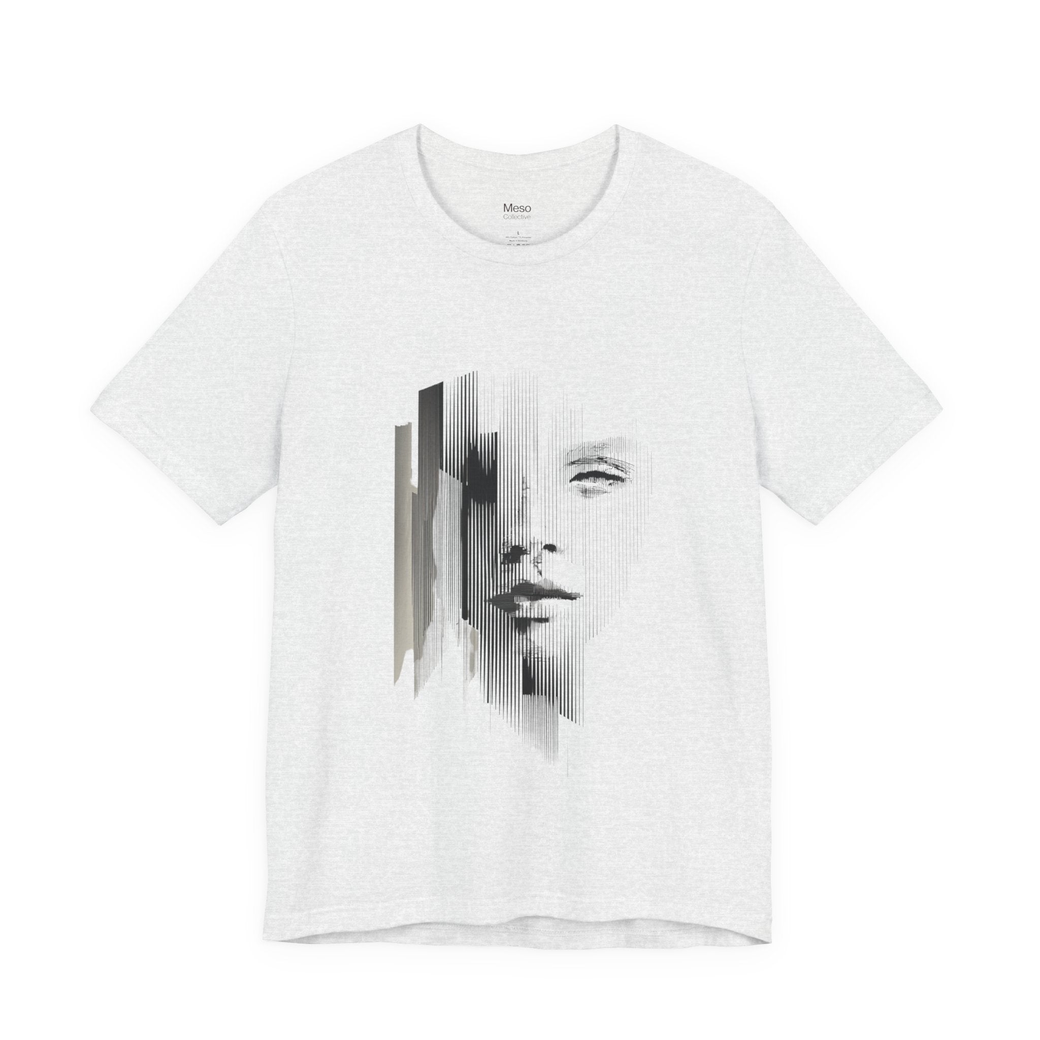 Glitch Face Portrait Tee | Abstract Drip Art, Minimal Monochrome