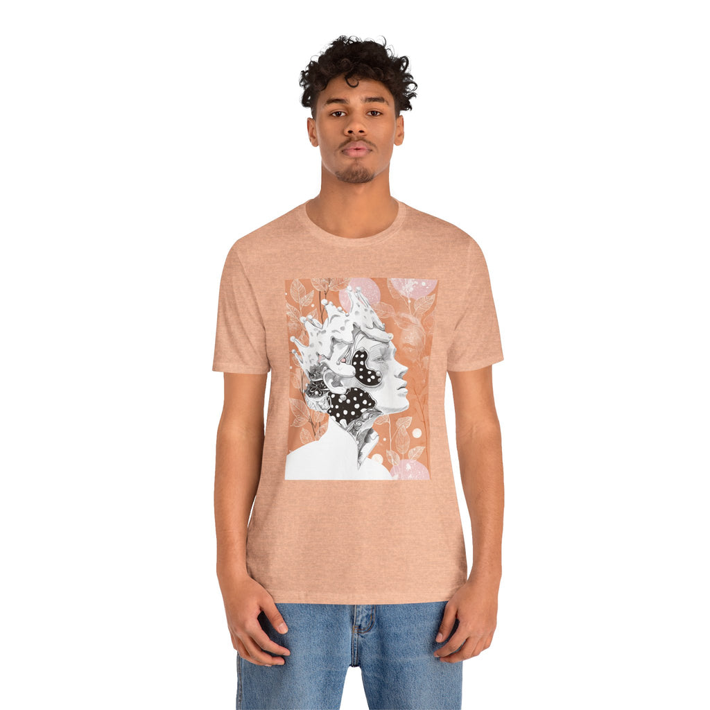 Artistic Coral Portrait Tee — Abstract Floral Woman Graphic T-Shirt