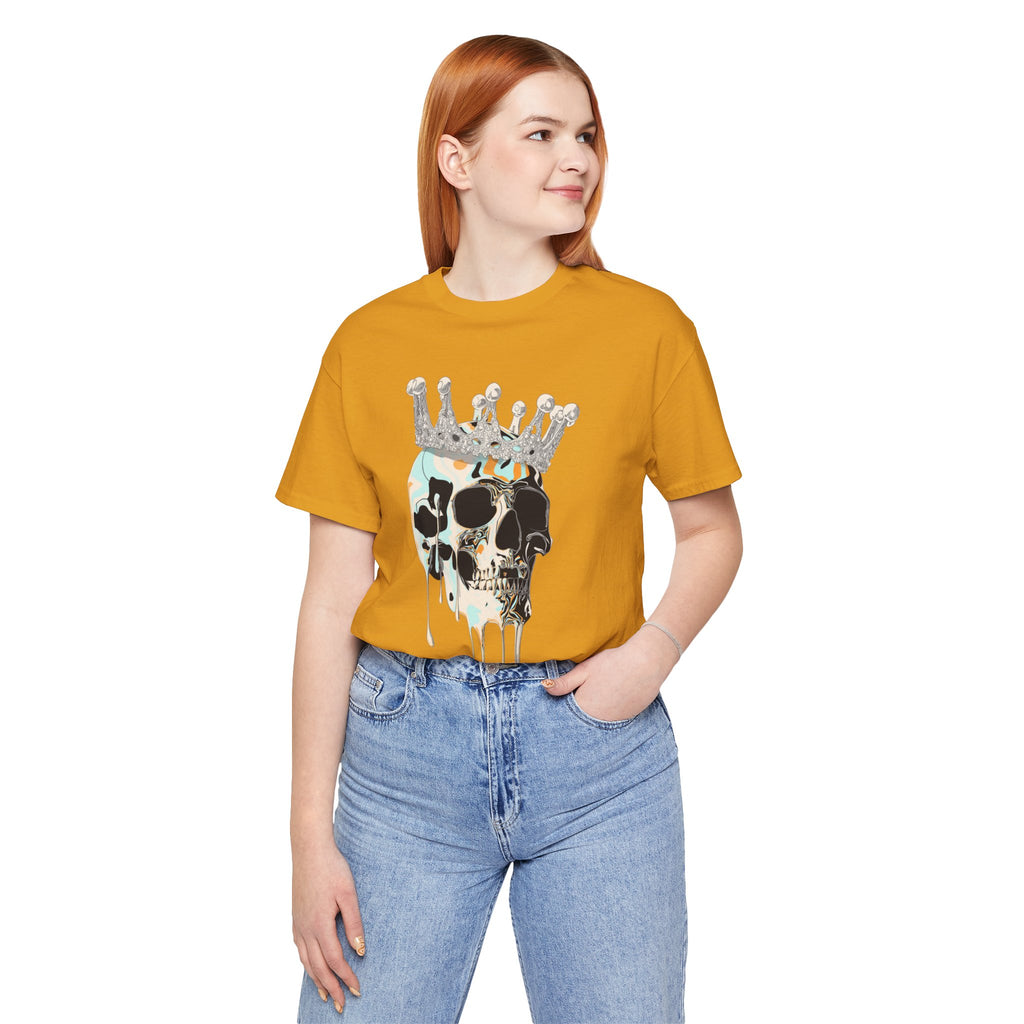 Skull Crown Graphic Tee — Dripping Art Skull T-Shirt