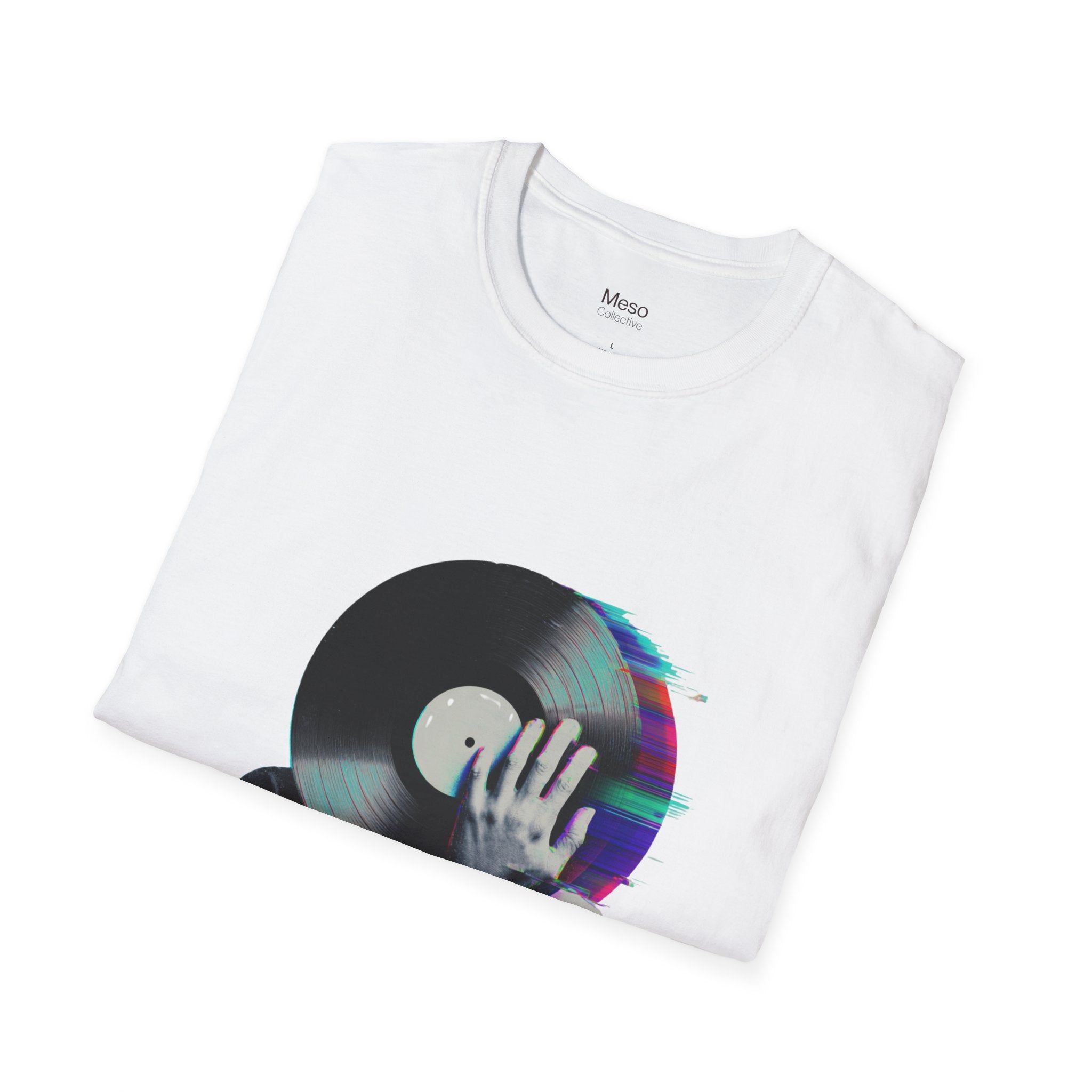 Glitch Vinyl Face T-Shirt | Retro Record Art, Music Lover Tee