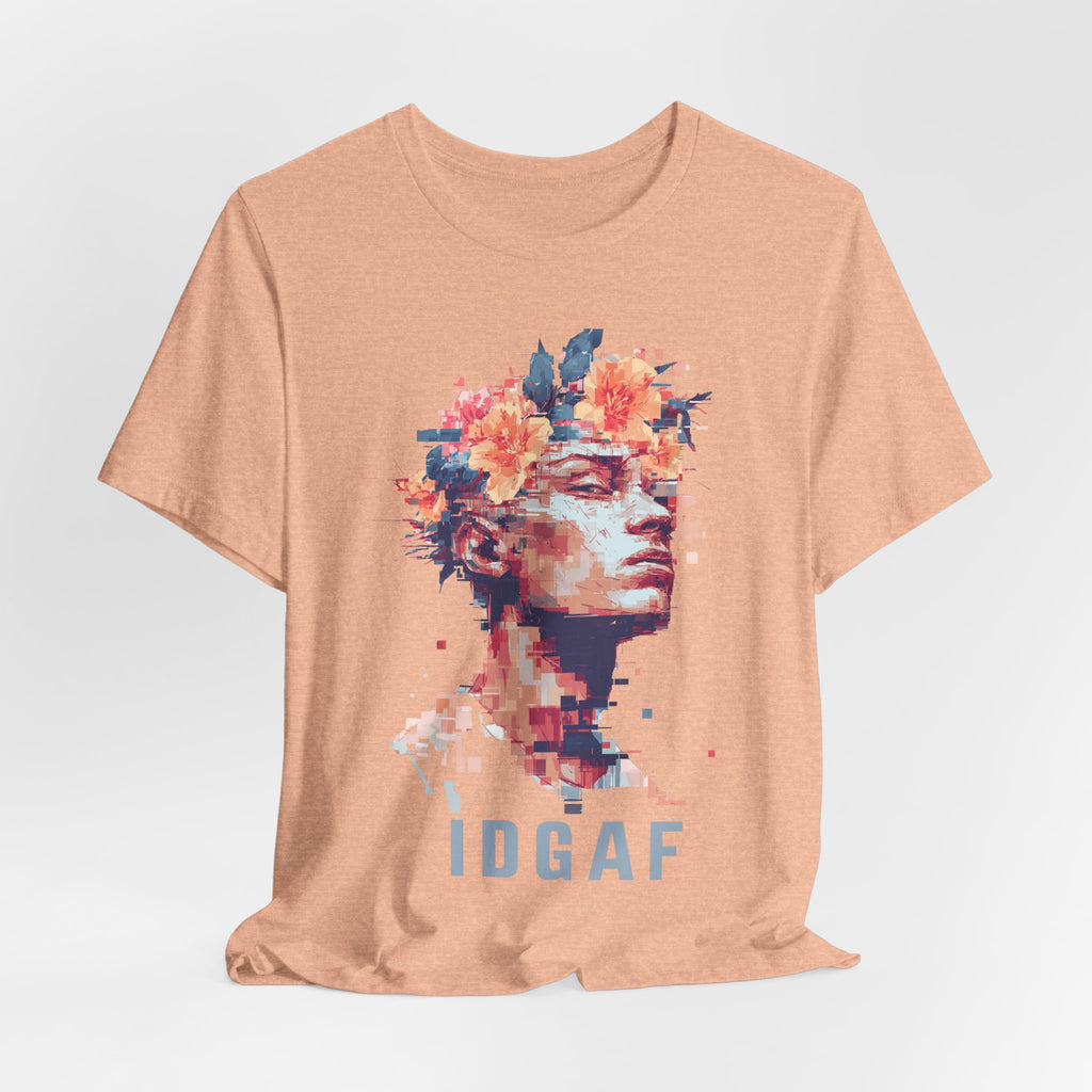 Floral Bust Portrait IDGAF T-Shirt | Artistic Statue Head Tee