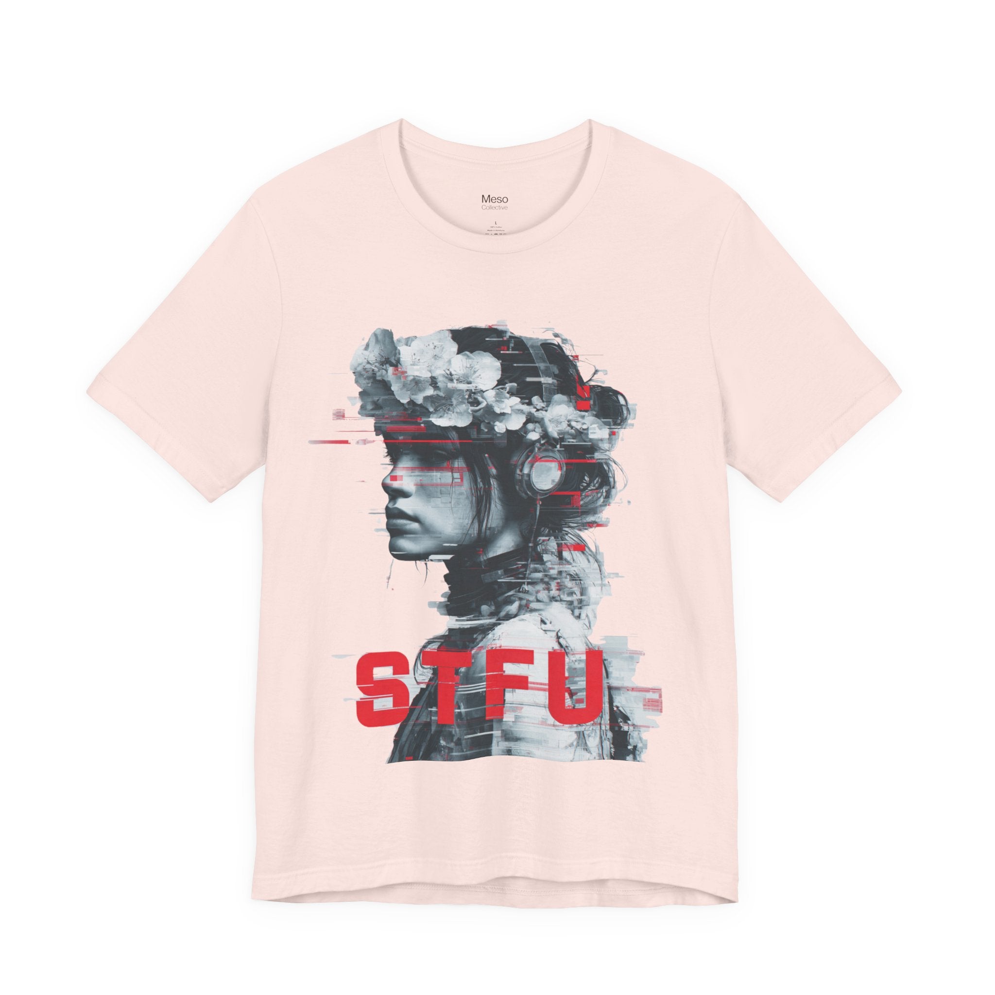 STFU Glitch Portrait Tee | Vaporwave Cyberpunk Graphic T-Shirt