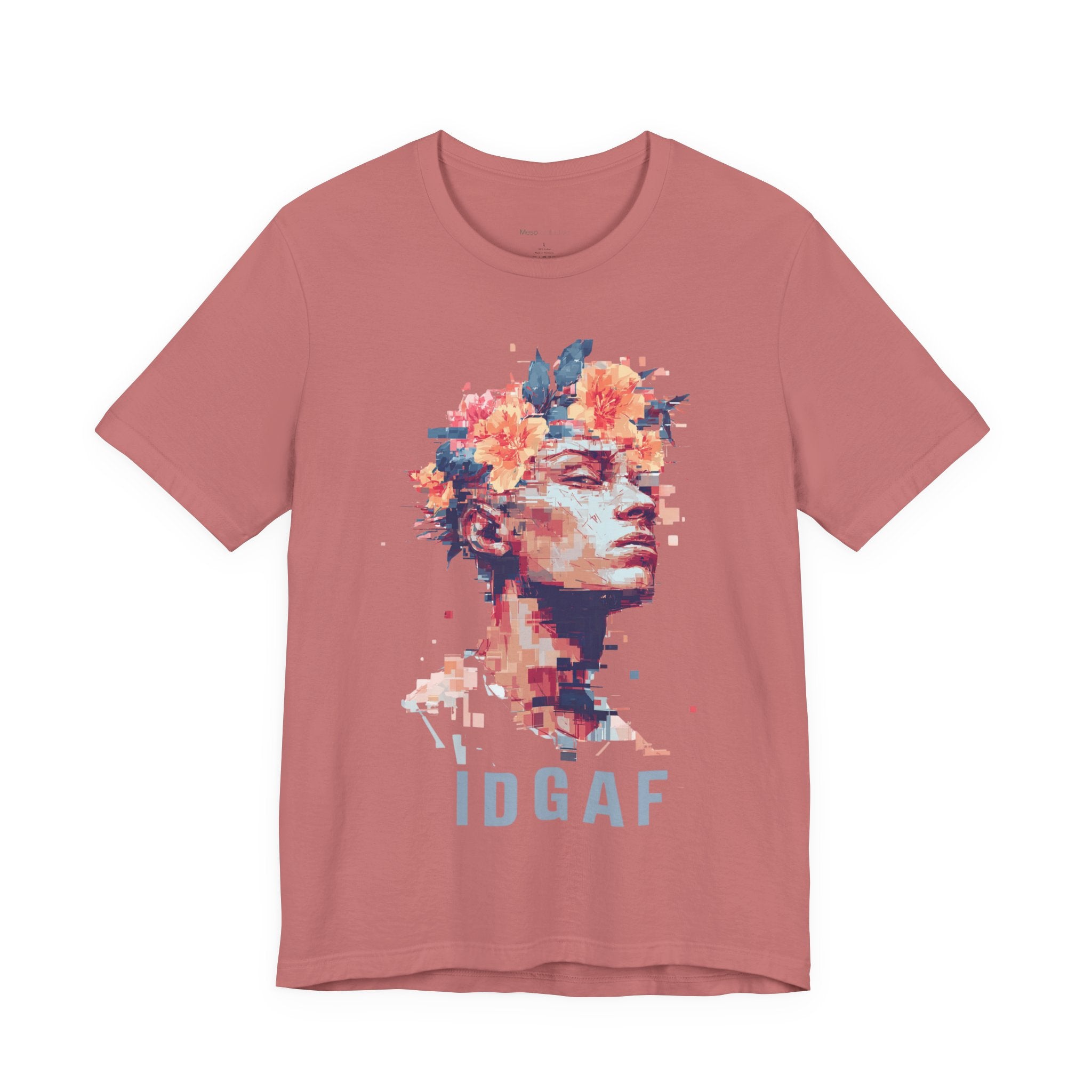 Floral Bust Portrait IDGAF T-Shirt | Artistic Statue Head Tee