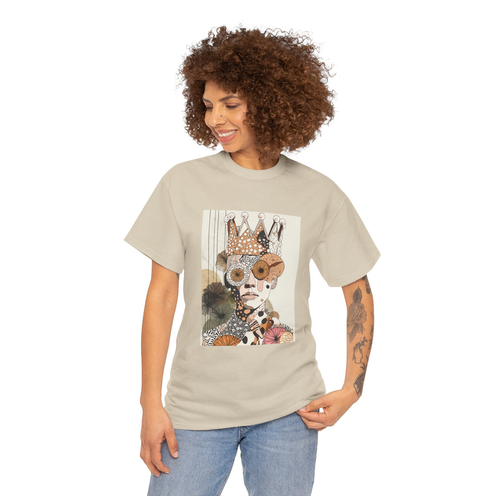 Surreal Crowned Face Art Tee — Abstract Collage Graphic T-Shirt