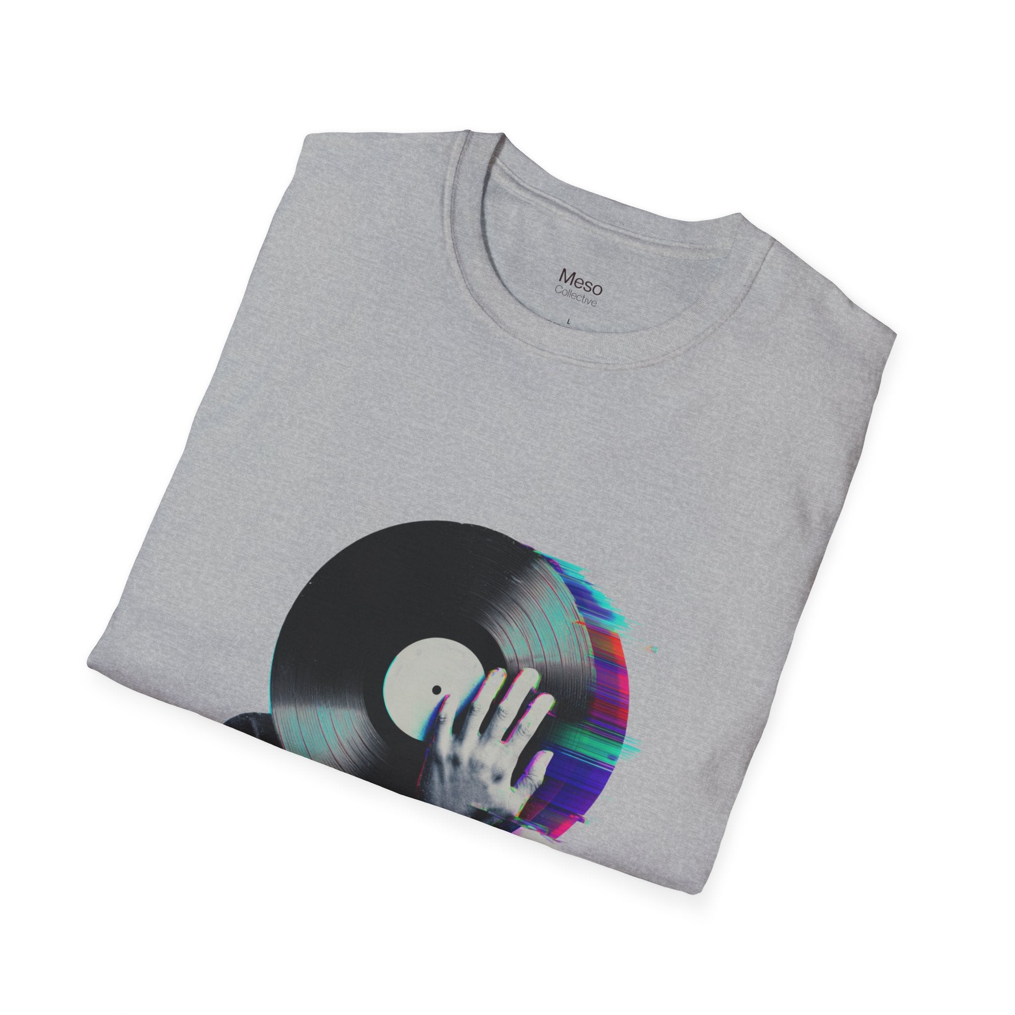 Glitch Vinyl Face T-Shirt | Retro Record Art, Music Lover Tee