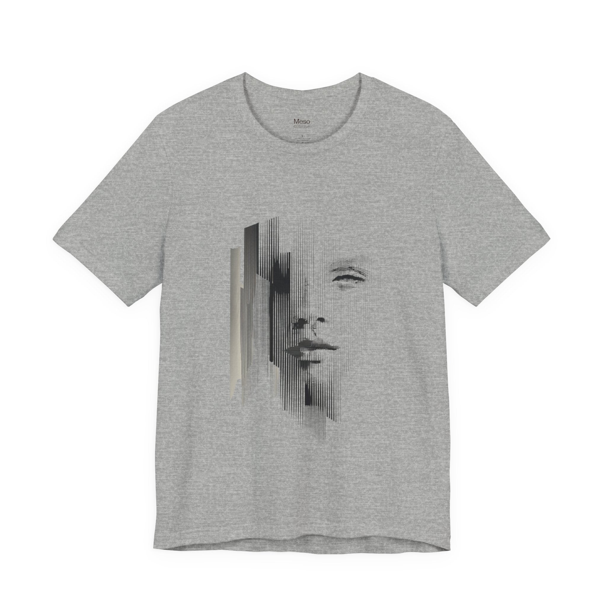 Glitch Face Portrait Tee | Abstract Drip Art, Minimal Monochrome