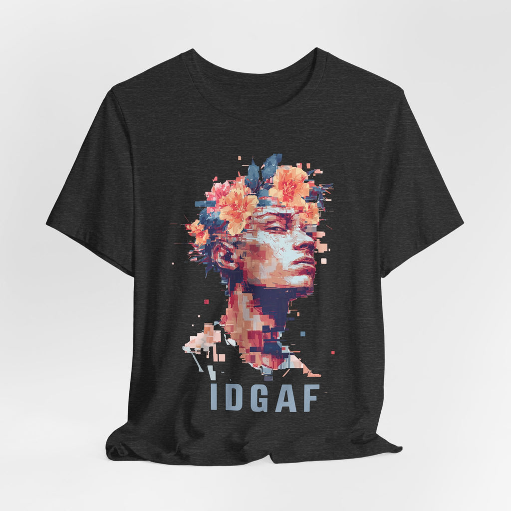 Floral Bust Portrait IDGAF T-Shirt | Artistic Statue Head Tee
