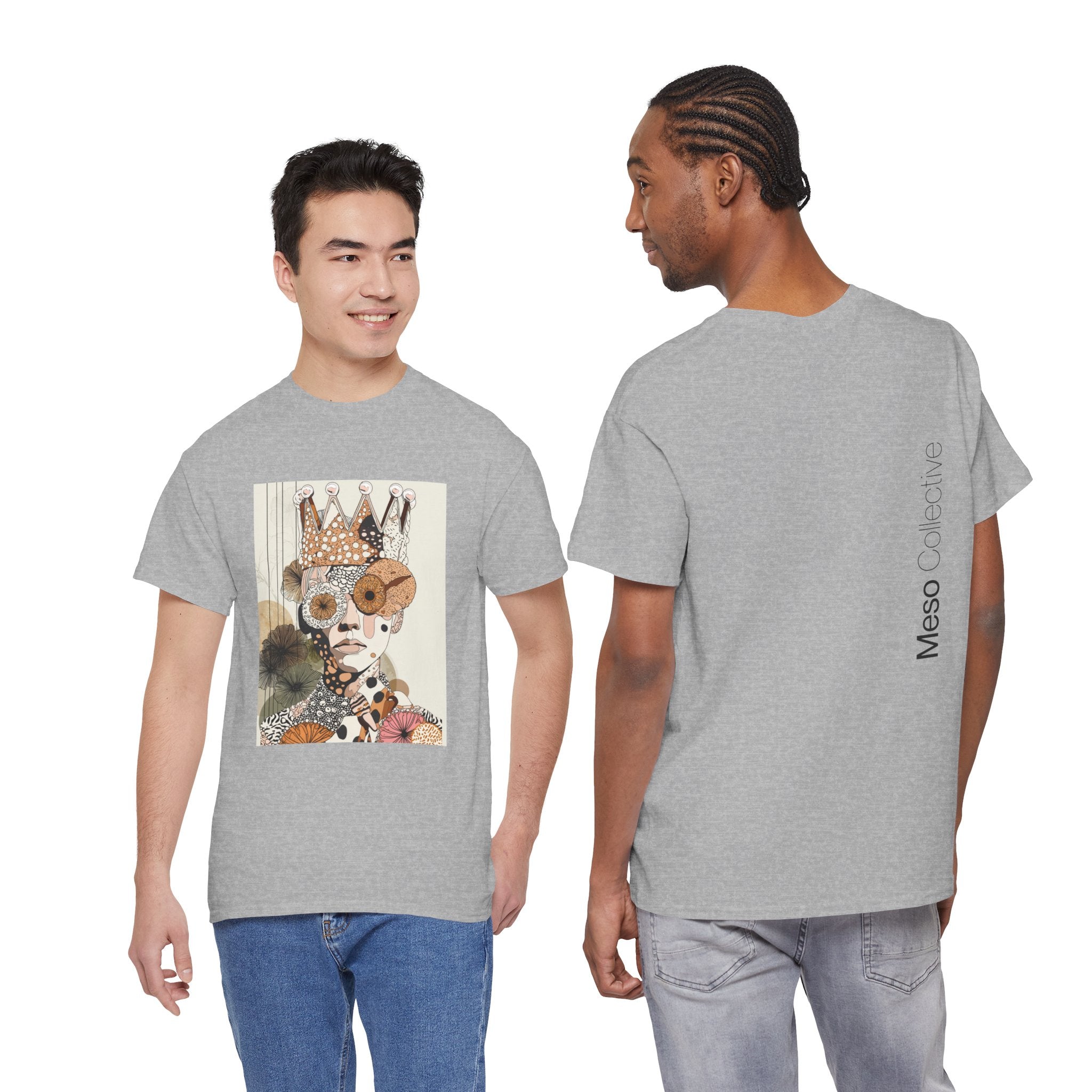 Surreal Crowned Face Art Tee — Abstract Collage Graphic T-Shirt