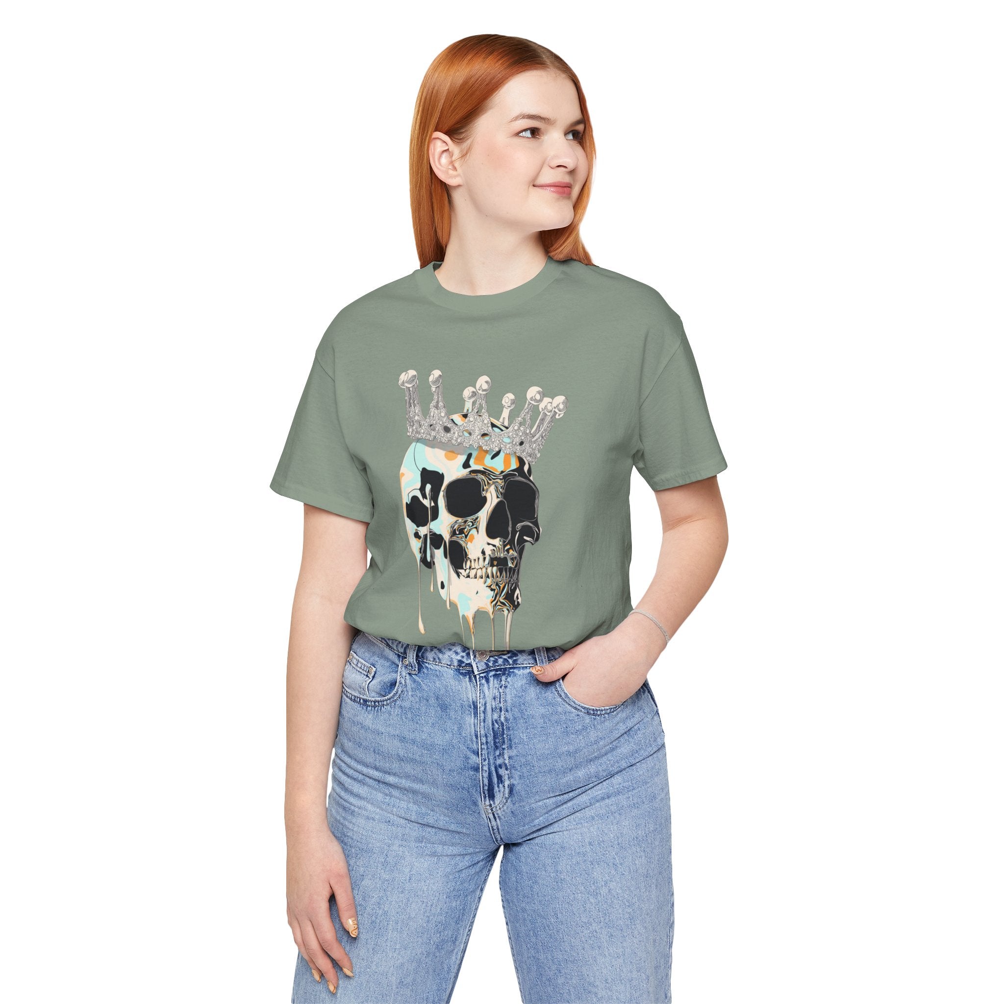 Skull Crown Graphic Tee — Dripping Art Skull T-Shirt