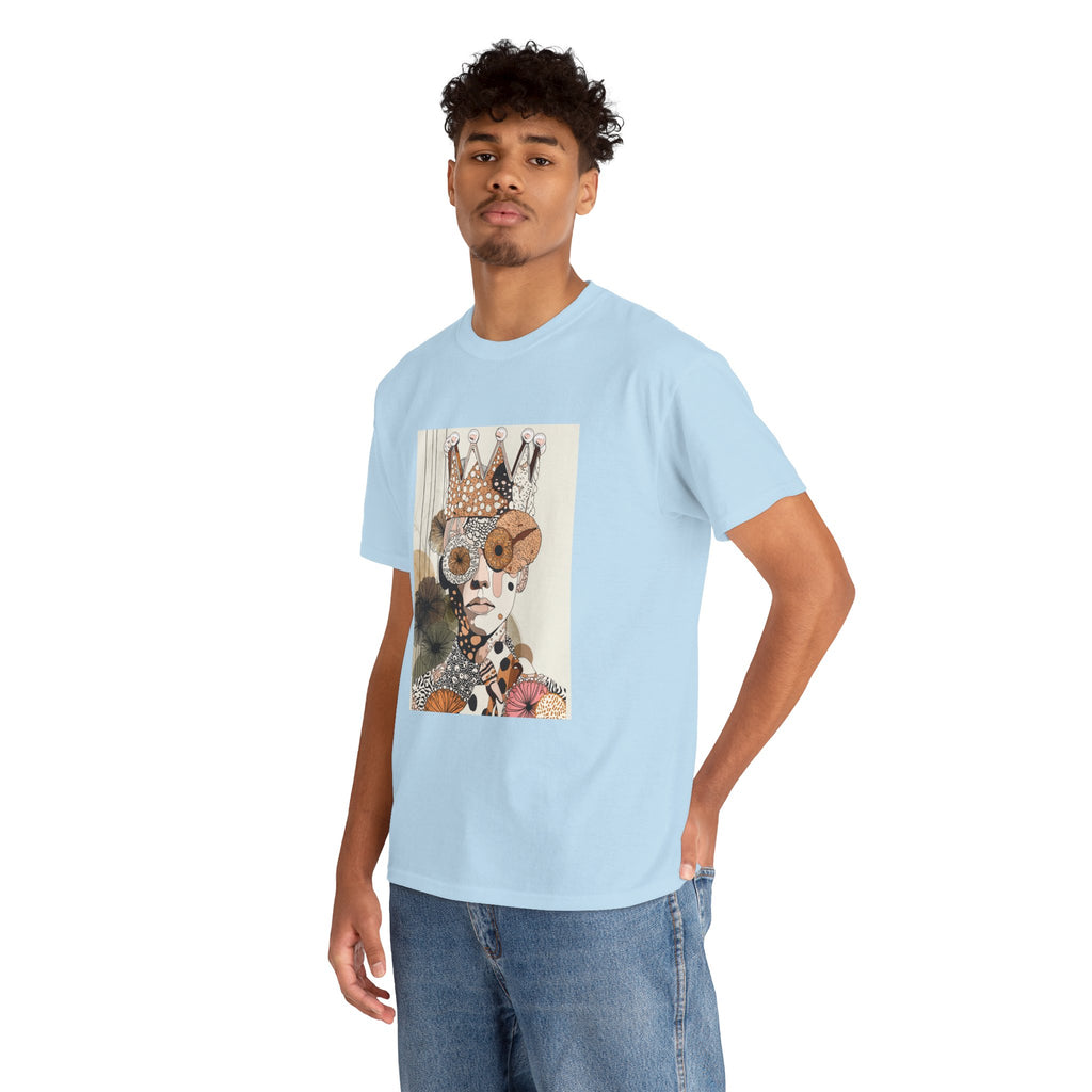 Surreal Crowned Face Art Tee — Abstract Collage Graphic T-Shirt