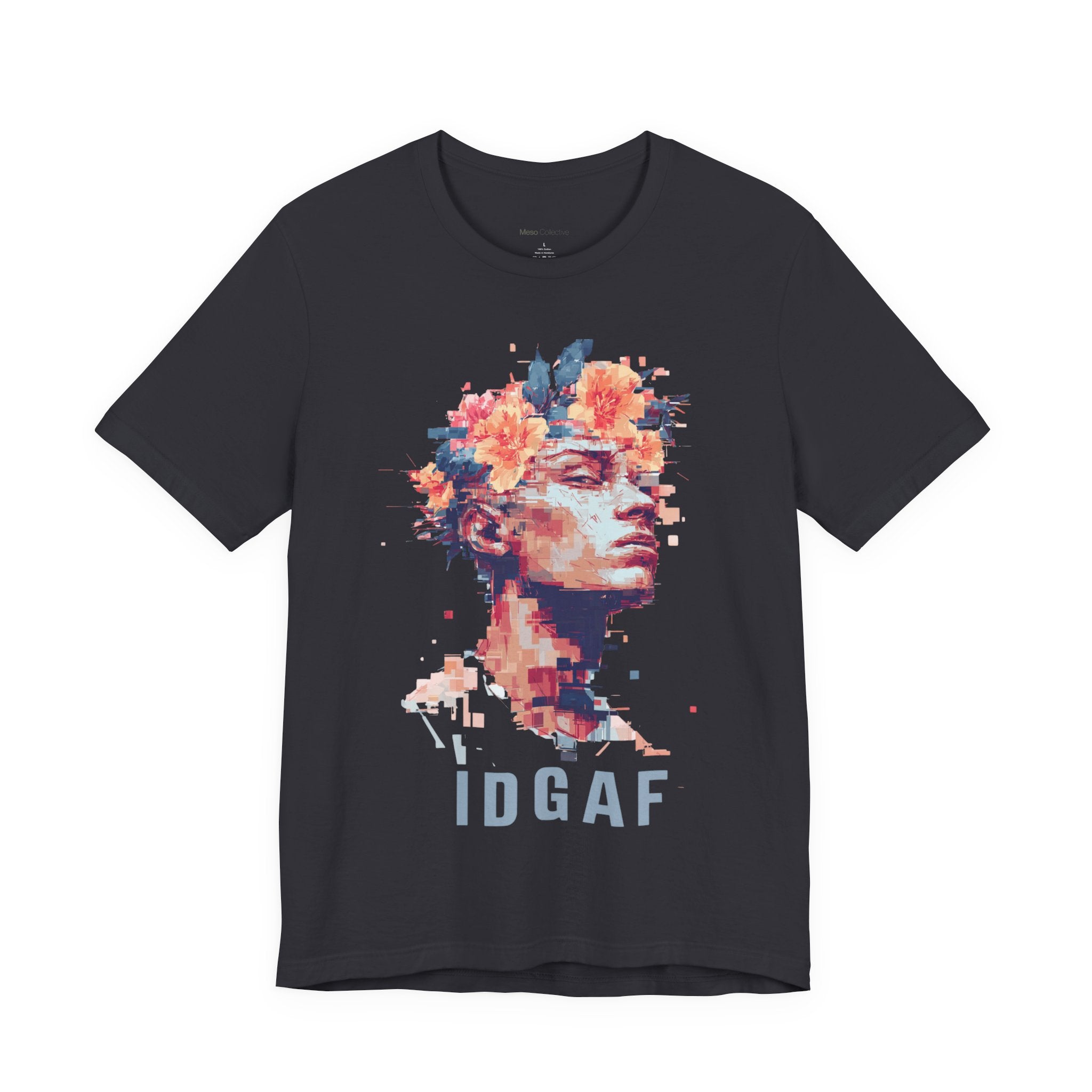 Floral Bust Portrait IDGAF T-Shirt | Artistic Statue Head Tee