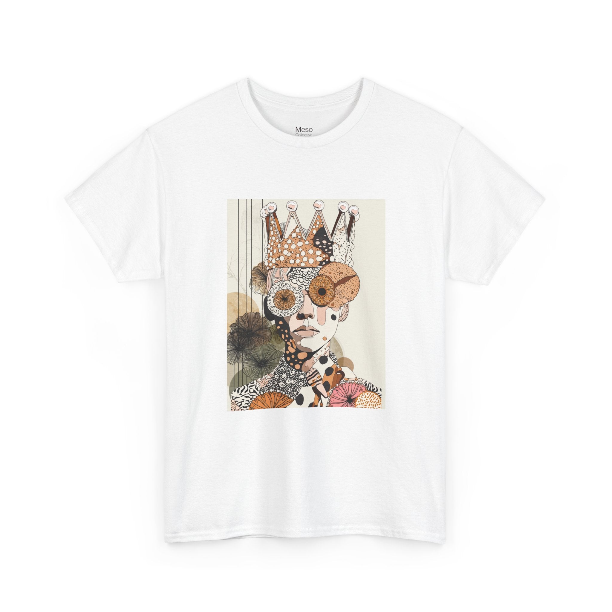 Surreal Crowned Face Art Tee — Abstract Collage Graphic T-Shirt