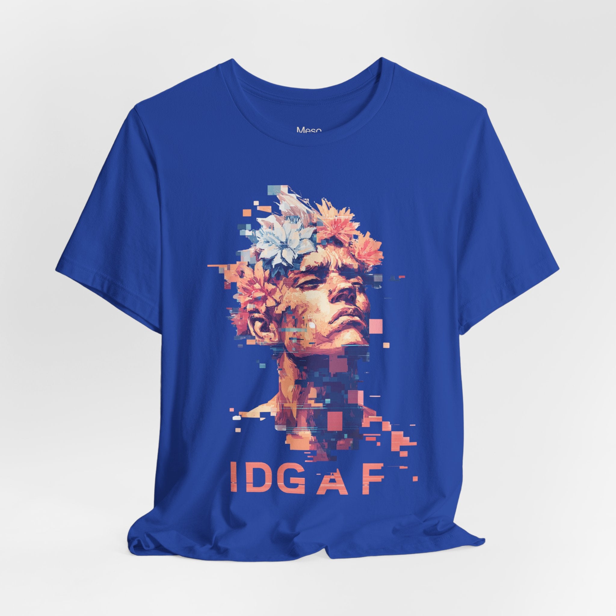 IDGAF Statue Bust Graphic Tee | Glitched Classical Sculpture T-Shirt