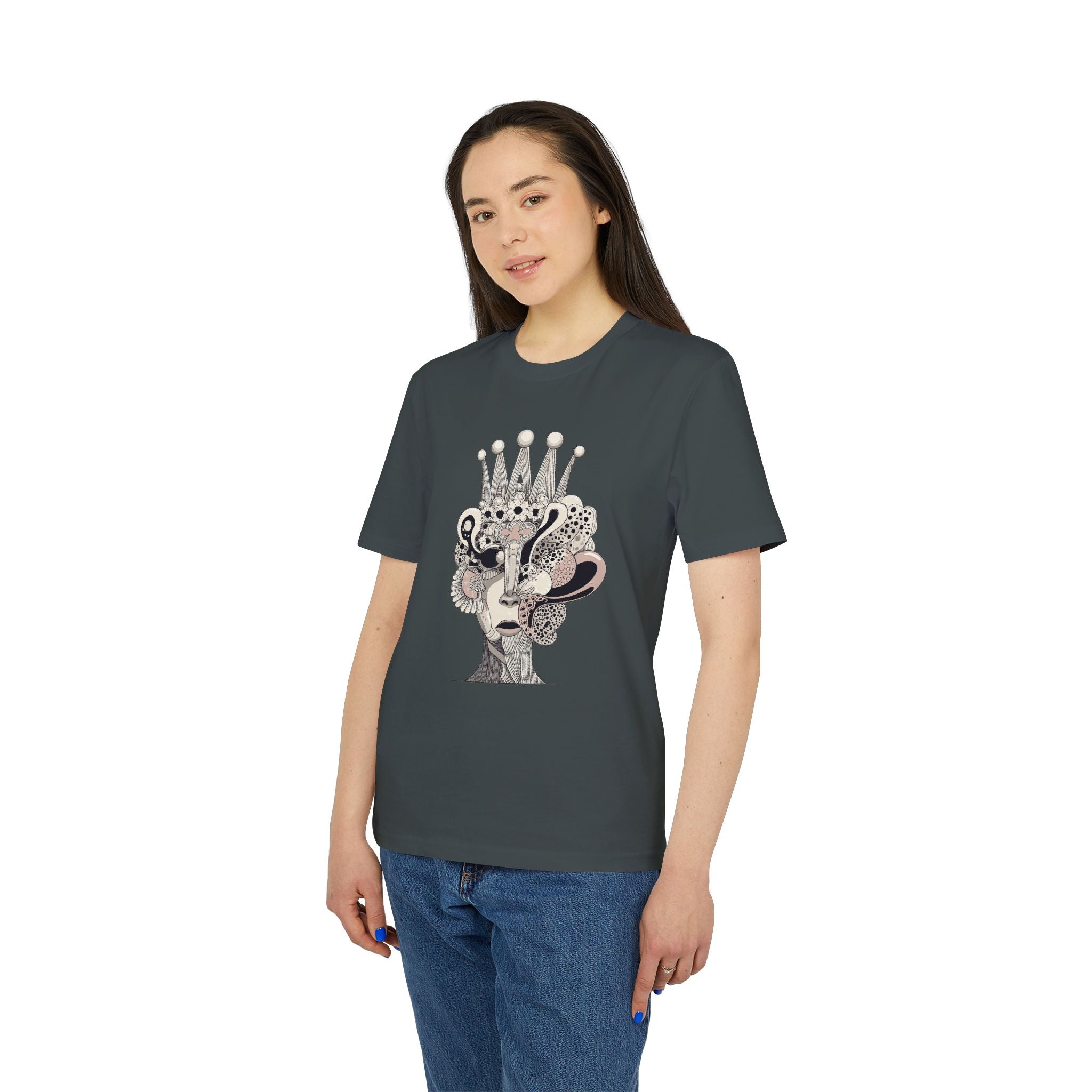Limited Edition: Artistic Crowned Portrait T-Shirt — Surreal Feminine Collage Tee