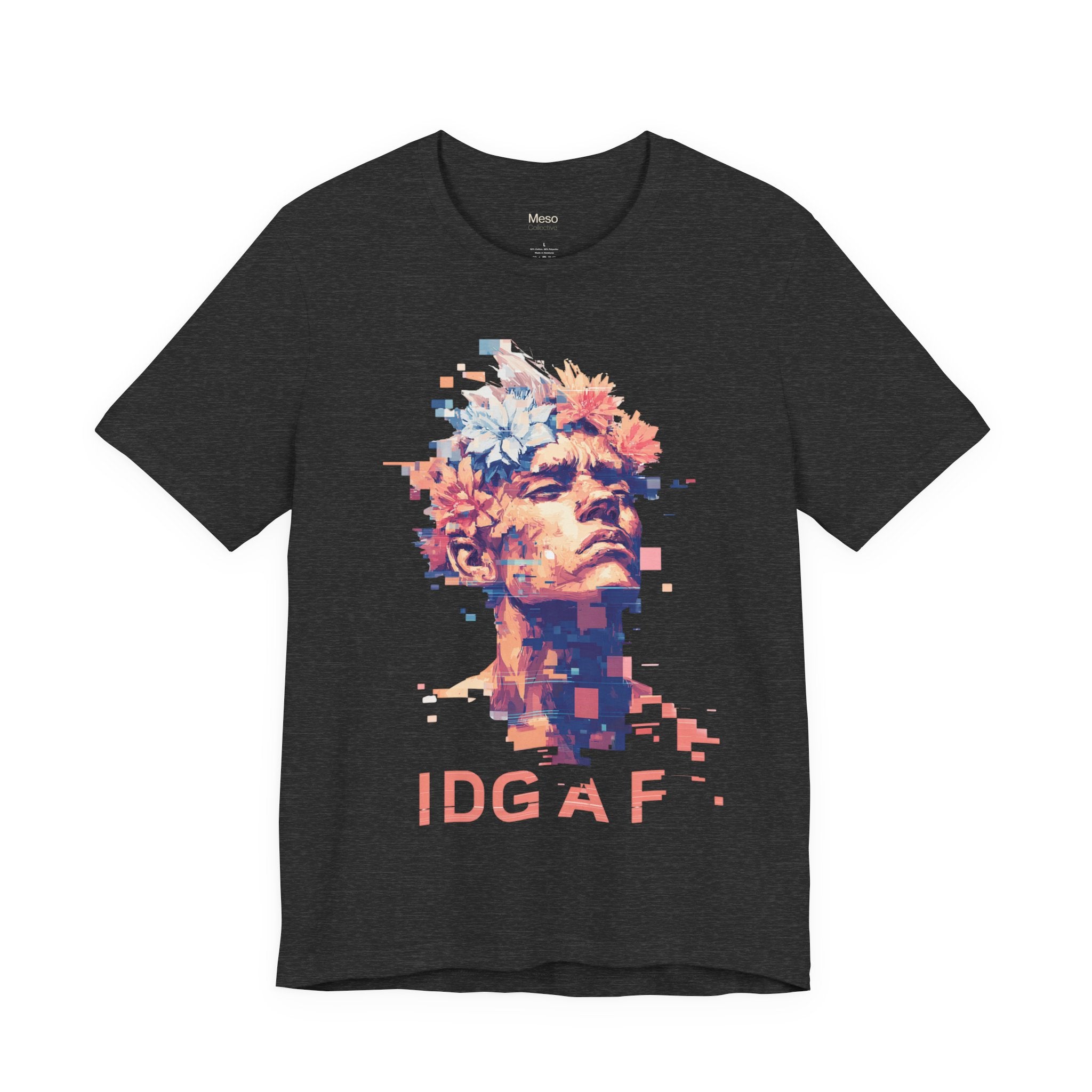 IDGAF Statue Bust Graphic Tee | Glitched Classical Sculpture T-Shirt