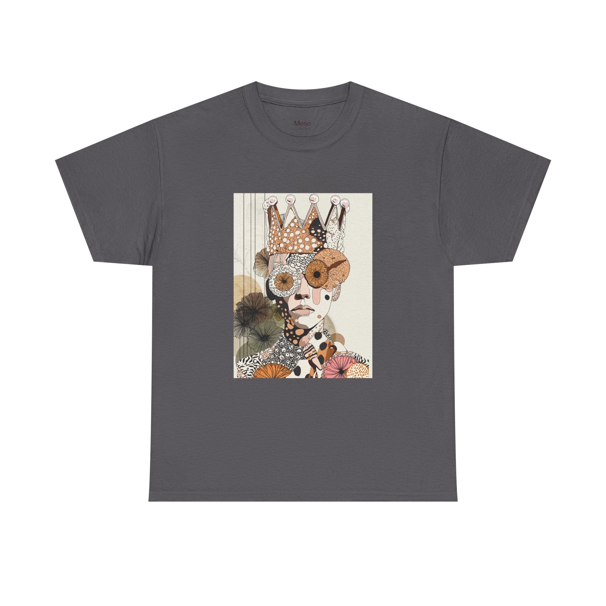 Surreal Crowned Face Art Tee — Abstract Collage Graphic T-Shirt