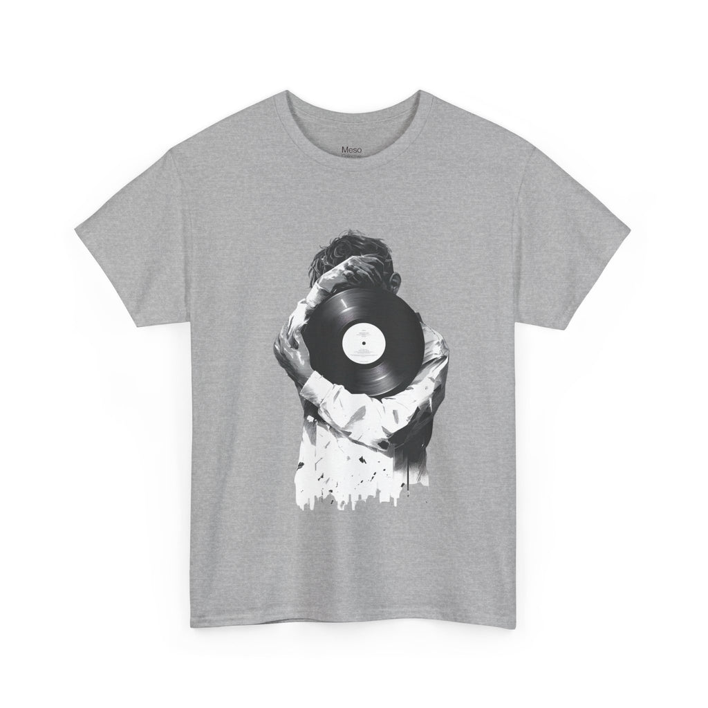 Vinyl Record Face Tee | Music DJ Graphic Shirt, Black White Retro Design