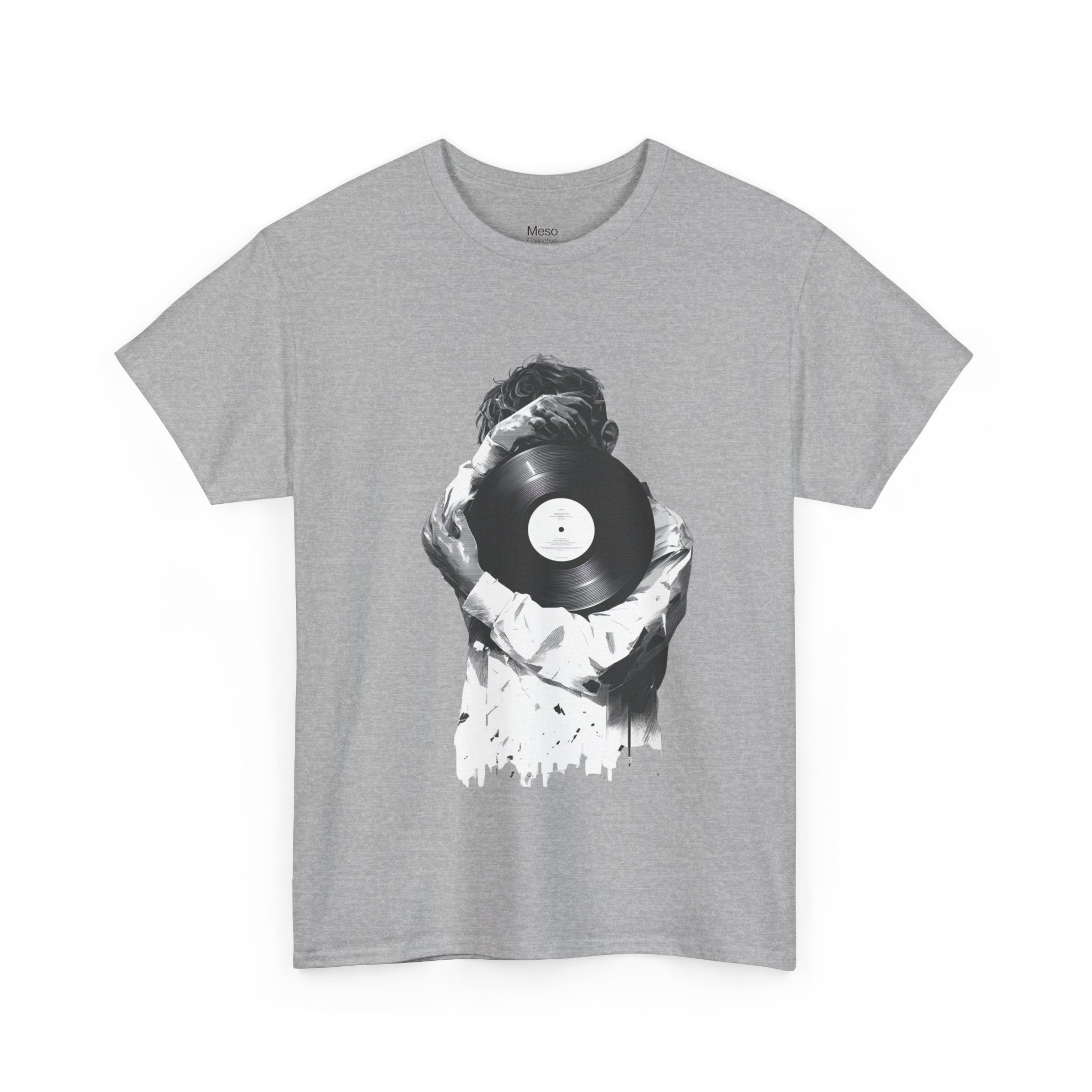 Vinyl Record Face Tee | Music DJ Graphic Shirt, Black White Retro Design