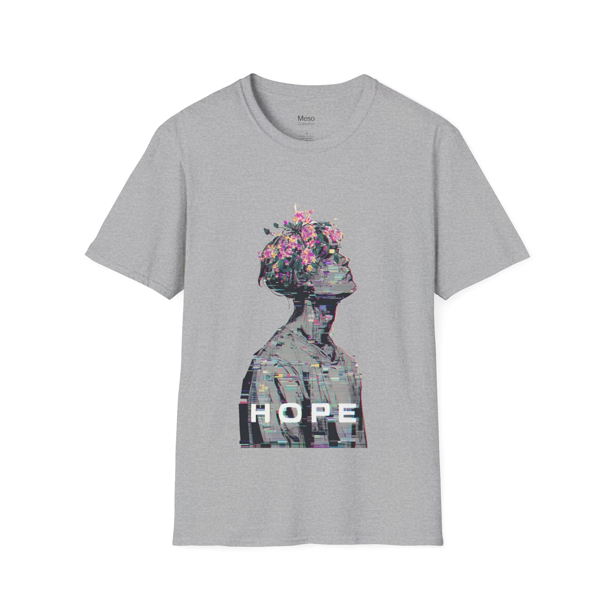 Hope floral bust graphic T-Shirt | silhouette art, glitch collage