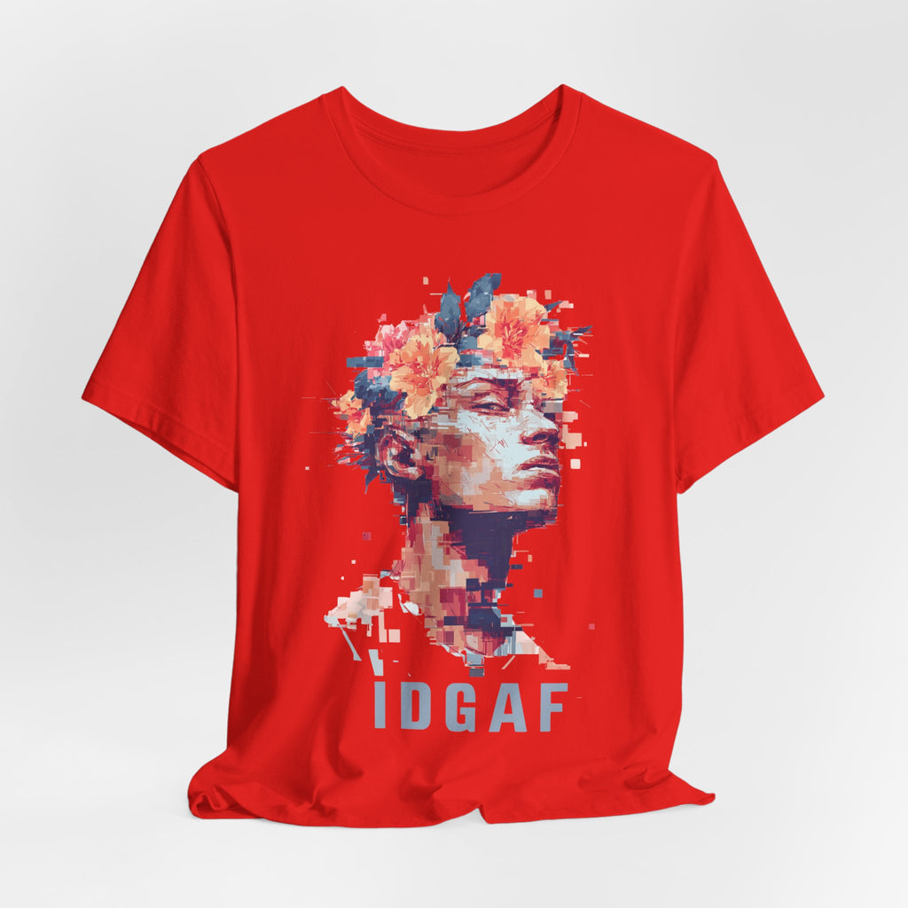 Floral Bust Portrait IDGAF T-Shirt | Artistic Statue Head Tee