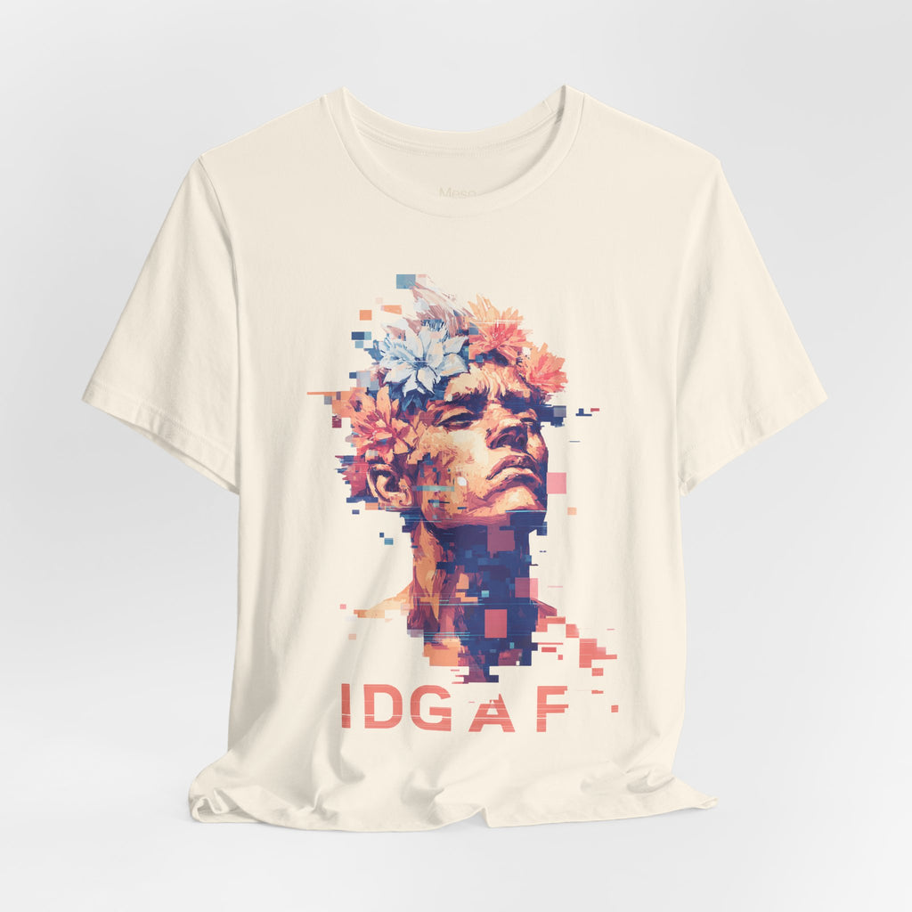 IDGAF Statue Bust Graphic Tee | Glitched Classical Sculpture T-Shirt